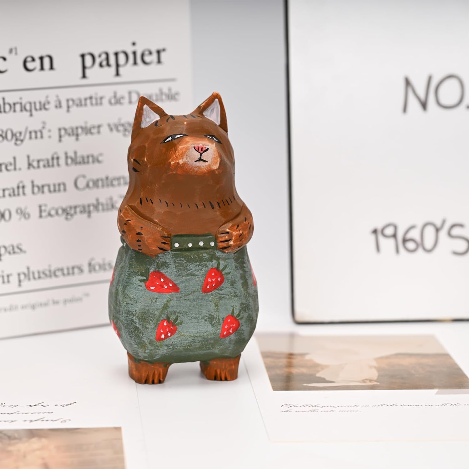 Brown Cat Funny Animal Figurine Sculpture