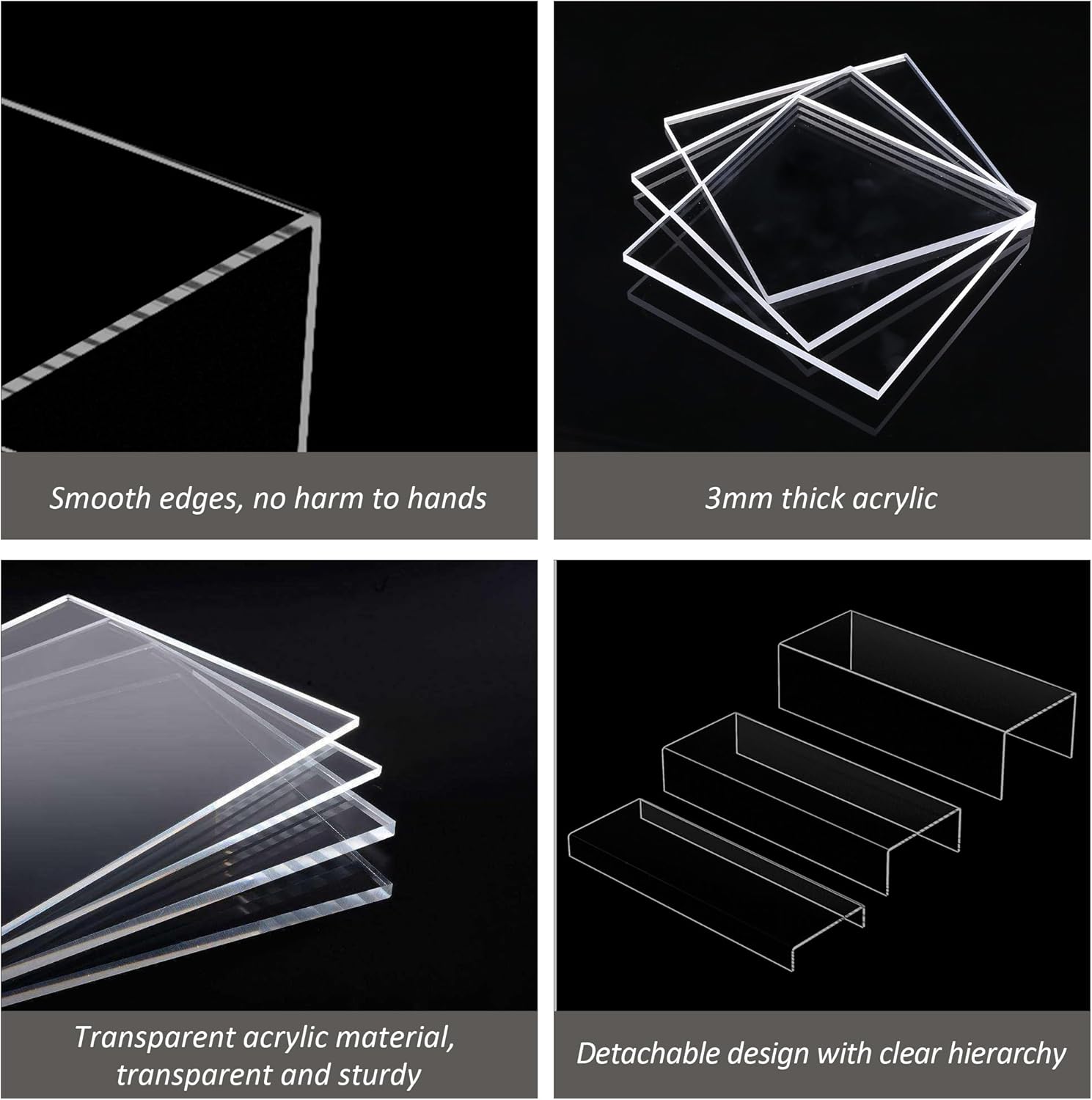 Clear Riser Display Shelf Set 3pcs Acrylic