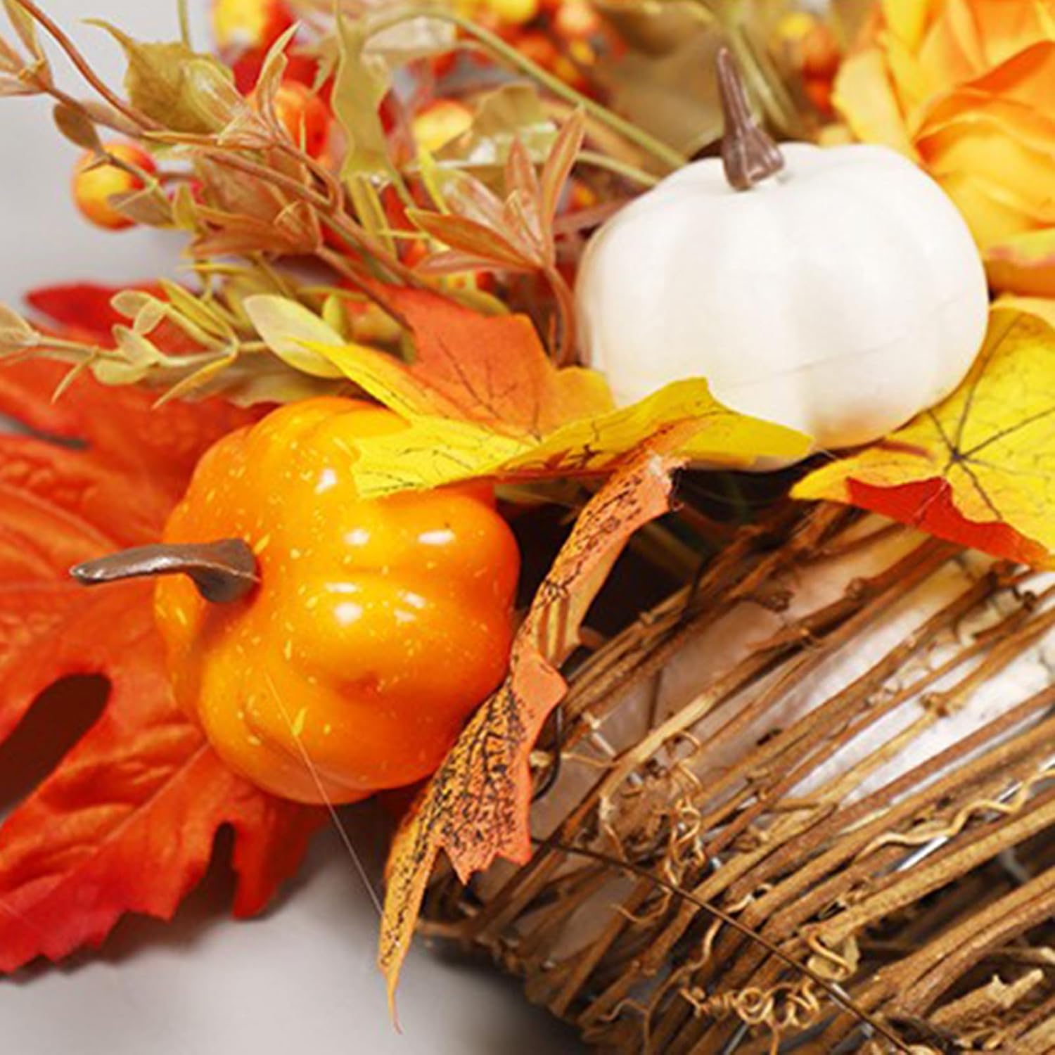 Autumn Peony Pumpkin Wall Hanging Basket Wreath