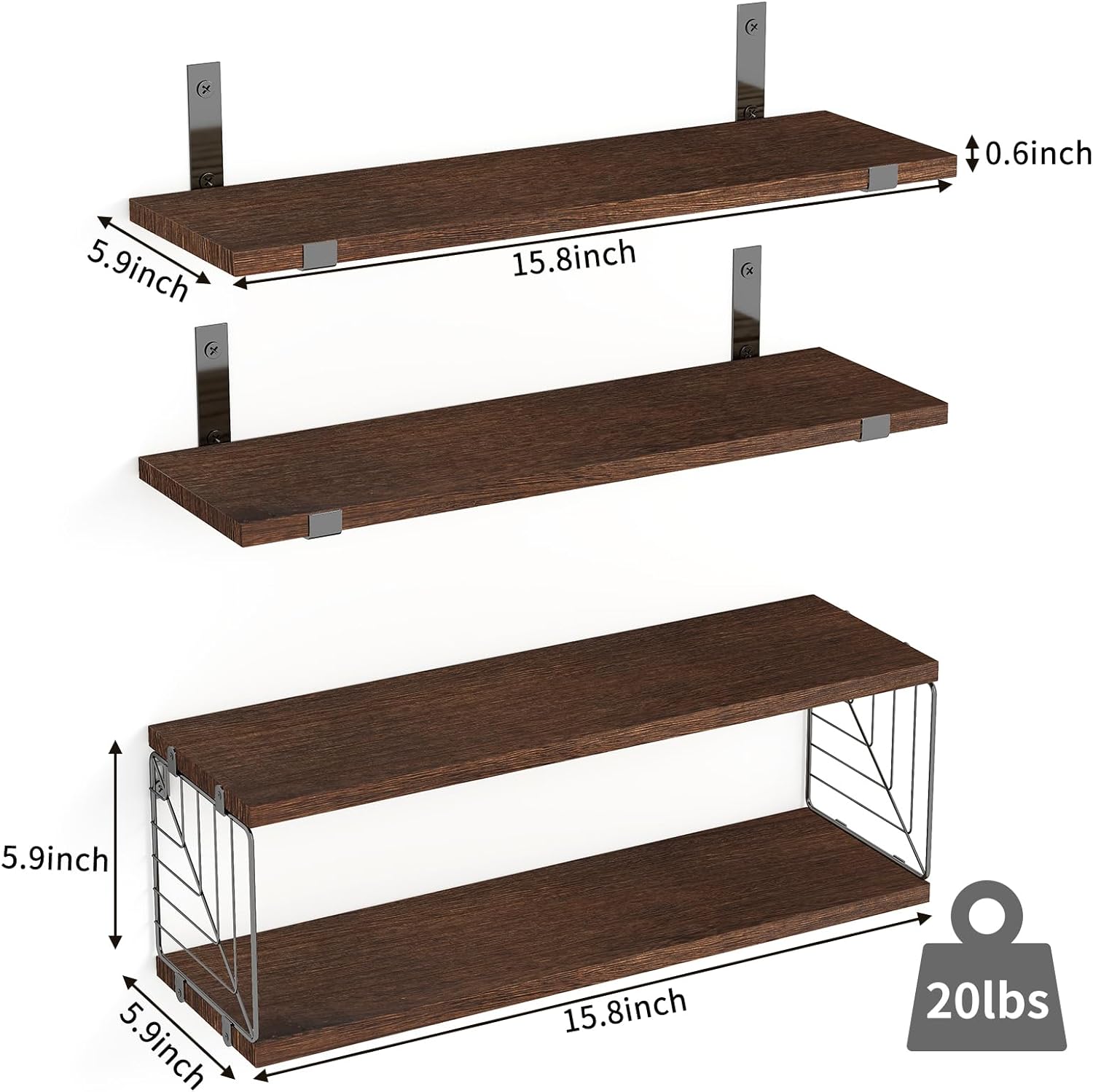 Fixwal 31 Tier Floating Shelves Over Toilet Dark Brown
