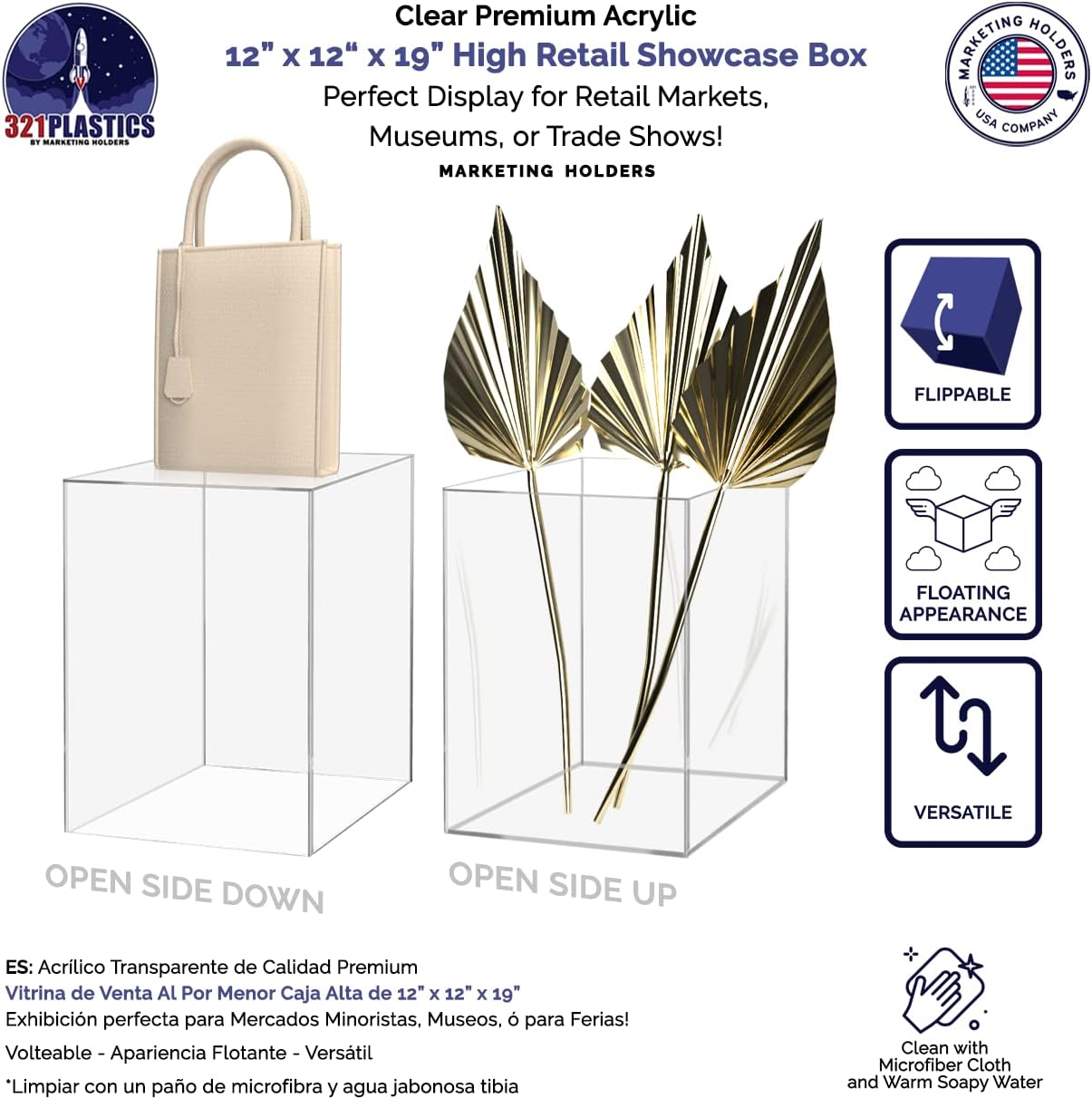 Clear Acrylic Display Riser Box 12x12x19 No Lid