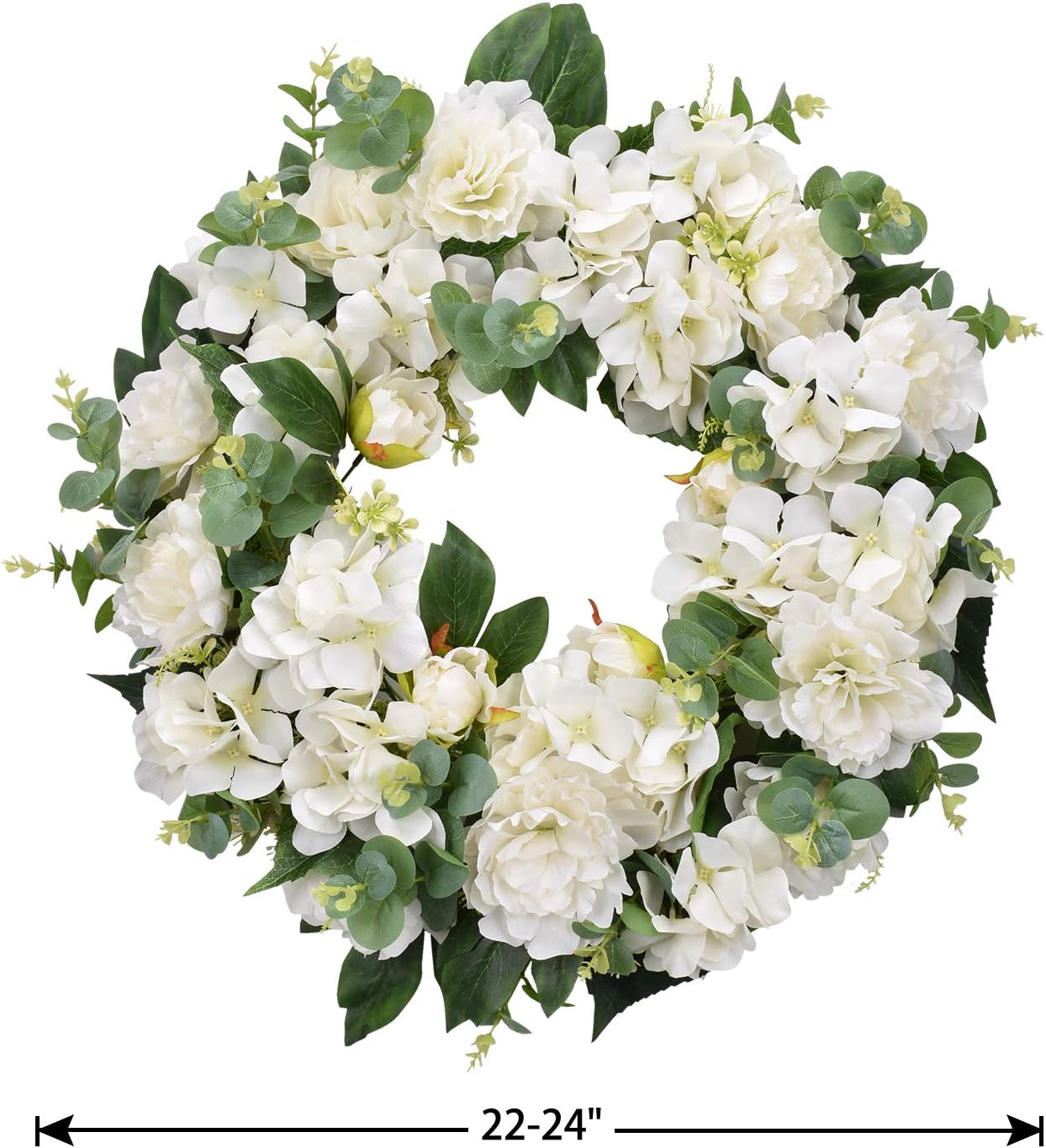 I-GURU Seasonal Door Wreath with Hydrangeas and Peonies