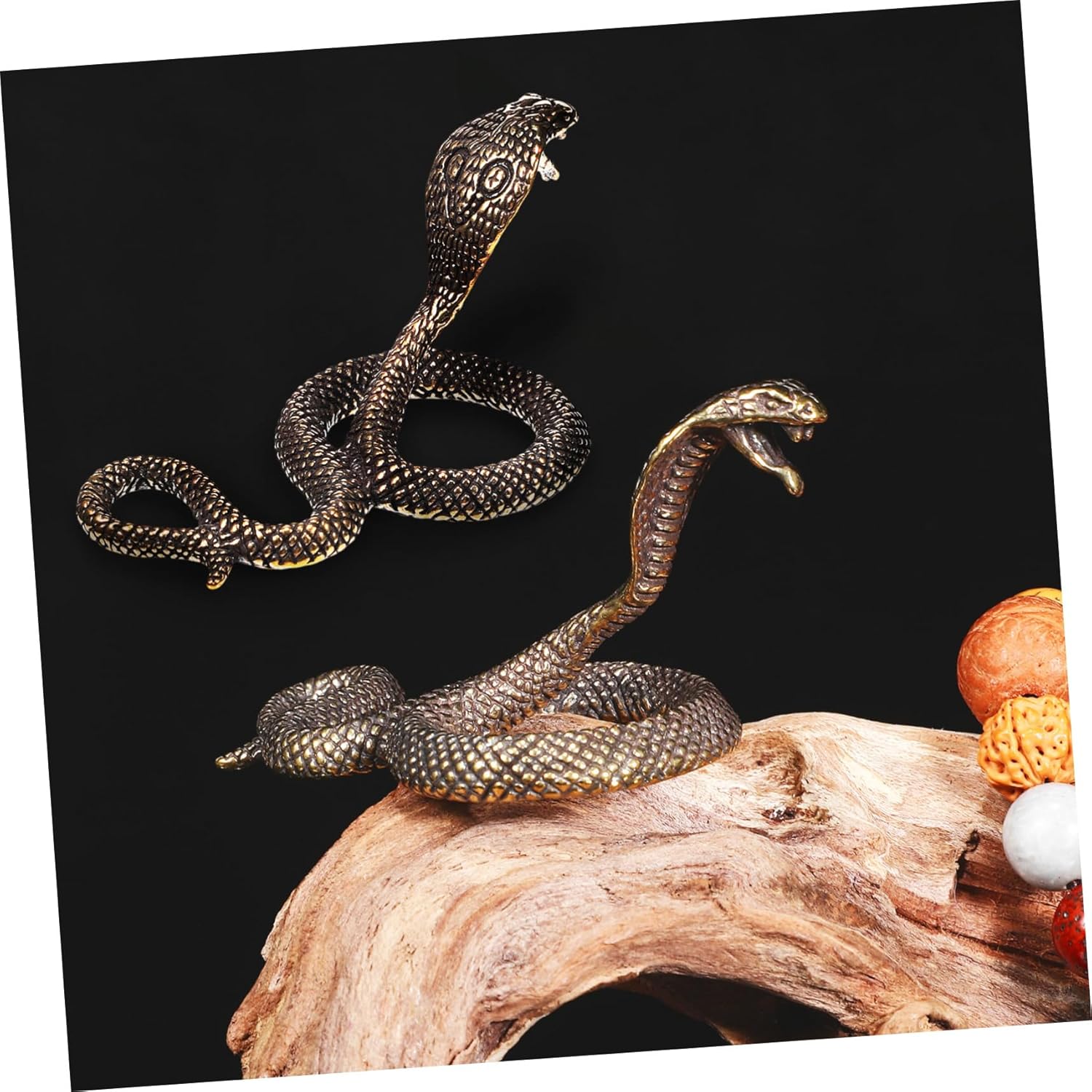 Wakauto 2pcs Brass Snake Figurine Realistic Decor