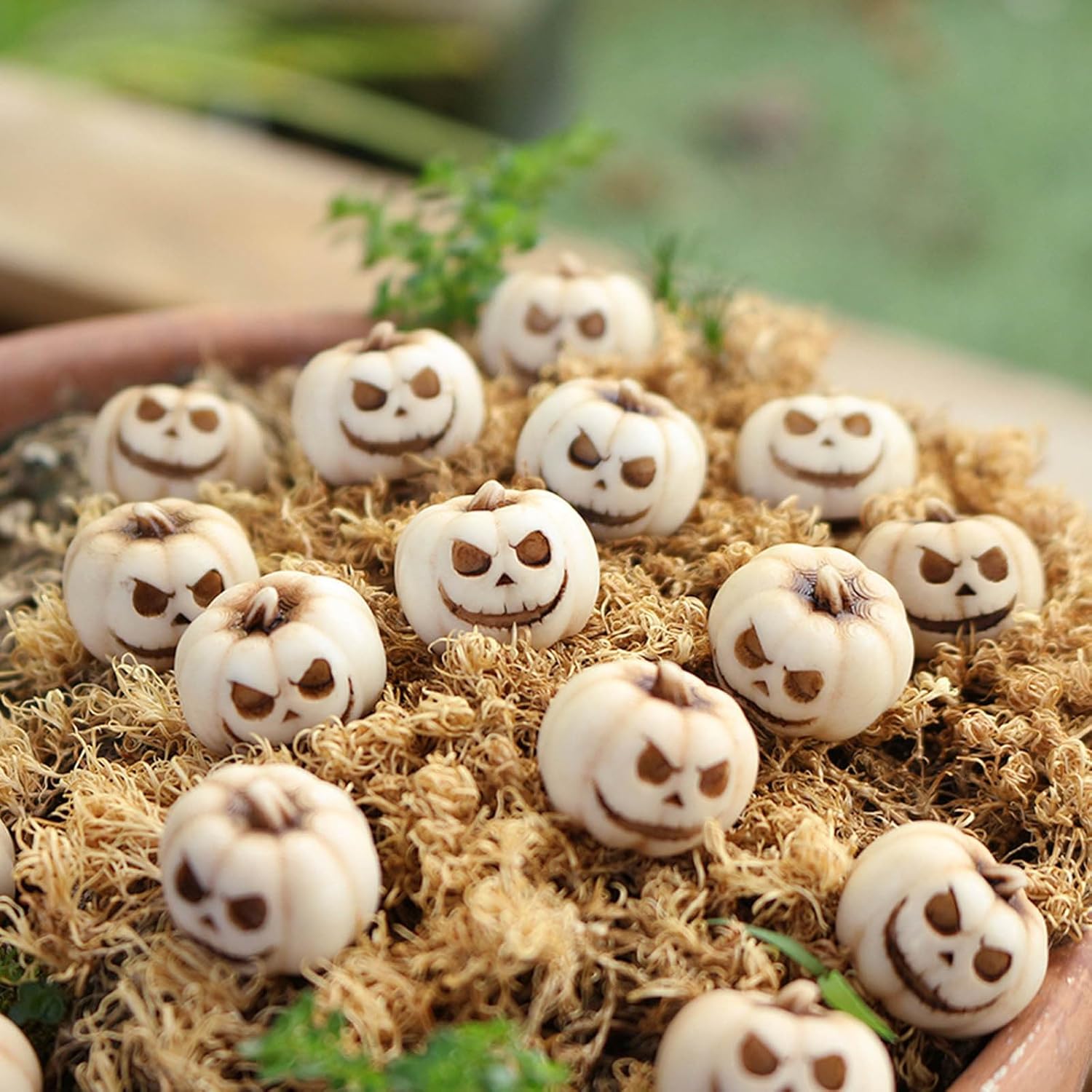 20 Pcs White Mini Pumpkin Halloween Decorations
