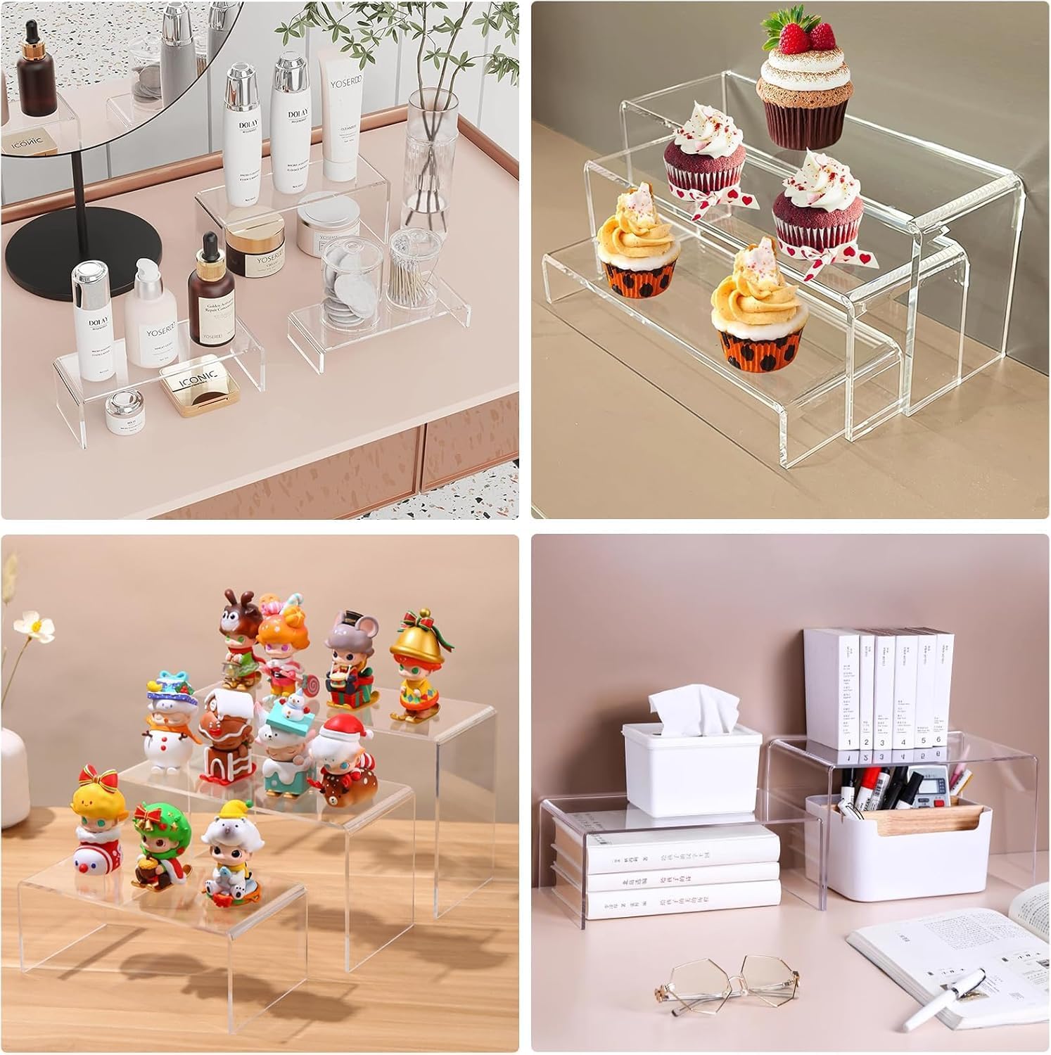 5Pcs Acrylic Risers Display Stands for Home Decor