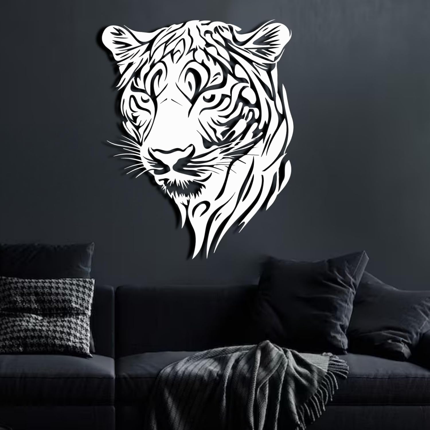 ENJOYOO Black Leopard Head Metal Wall Art 24x19in