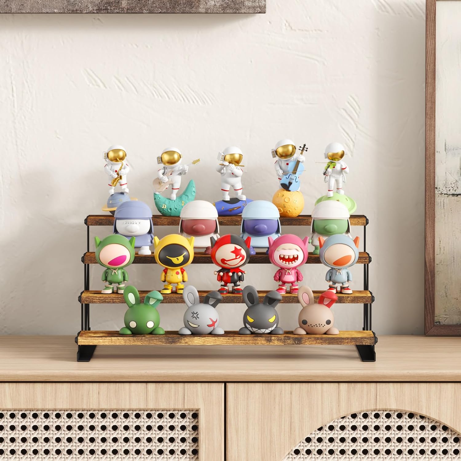 Lifewit 4 Tier Wooden Display Riser with Metal Stand