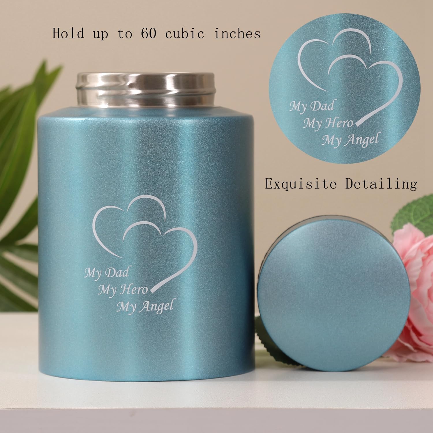 Medium Stainless Steel Cremation Urn - Keepsake Funeral Urn