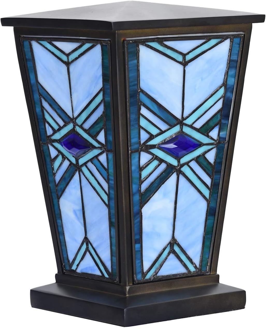 Bieye Blue Stained Glass Cremation Urn 7x11 Inch