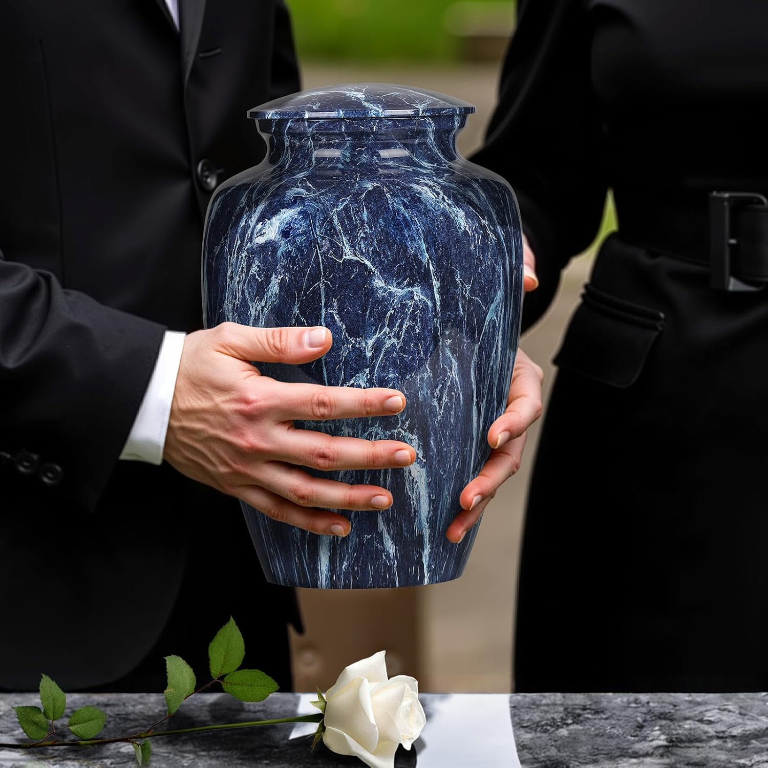 Premium Blue Marble Urn for Human Ashes