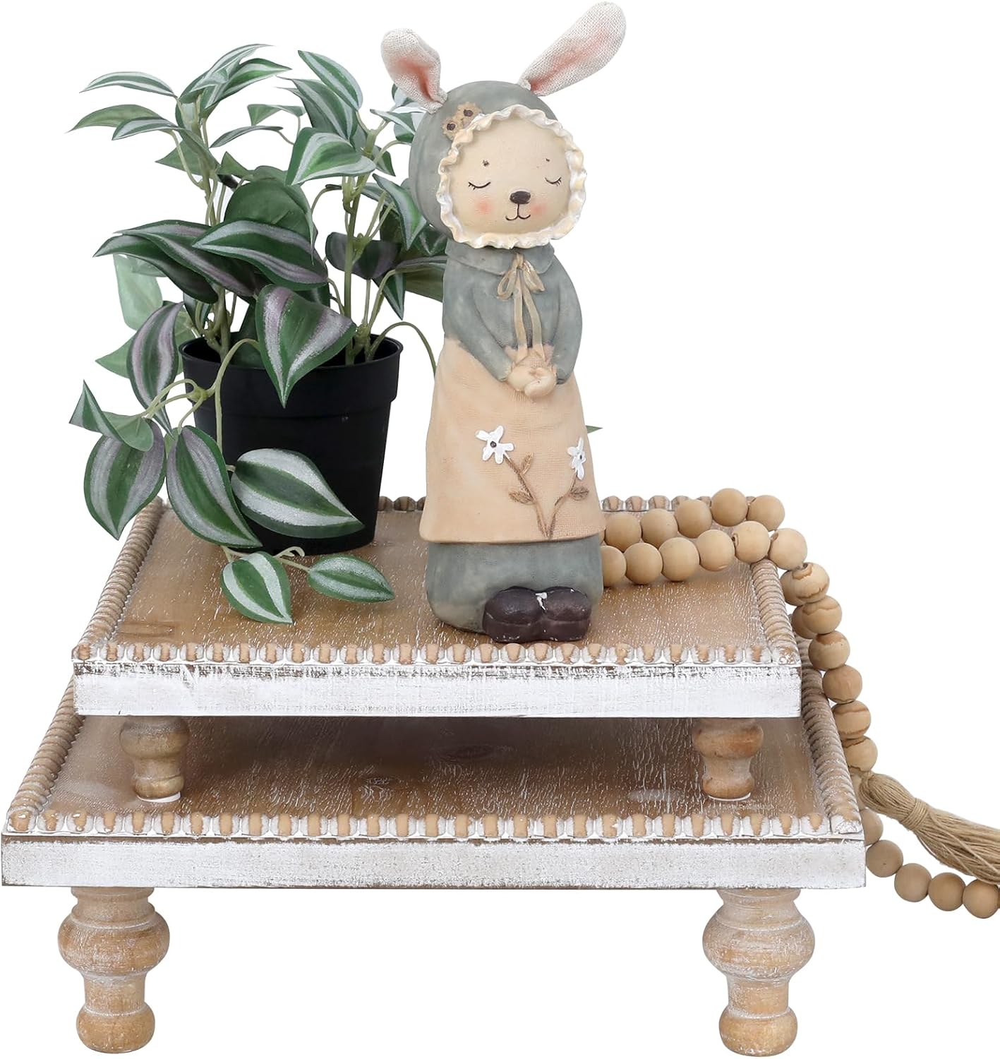 SwallowLiving Rustic Square Wood Tray Riser