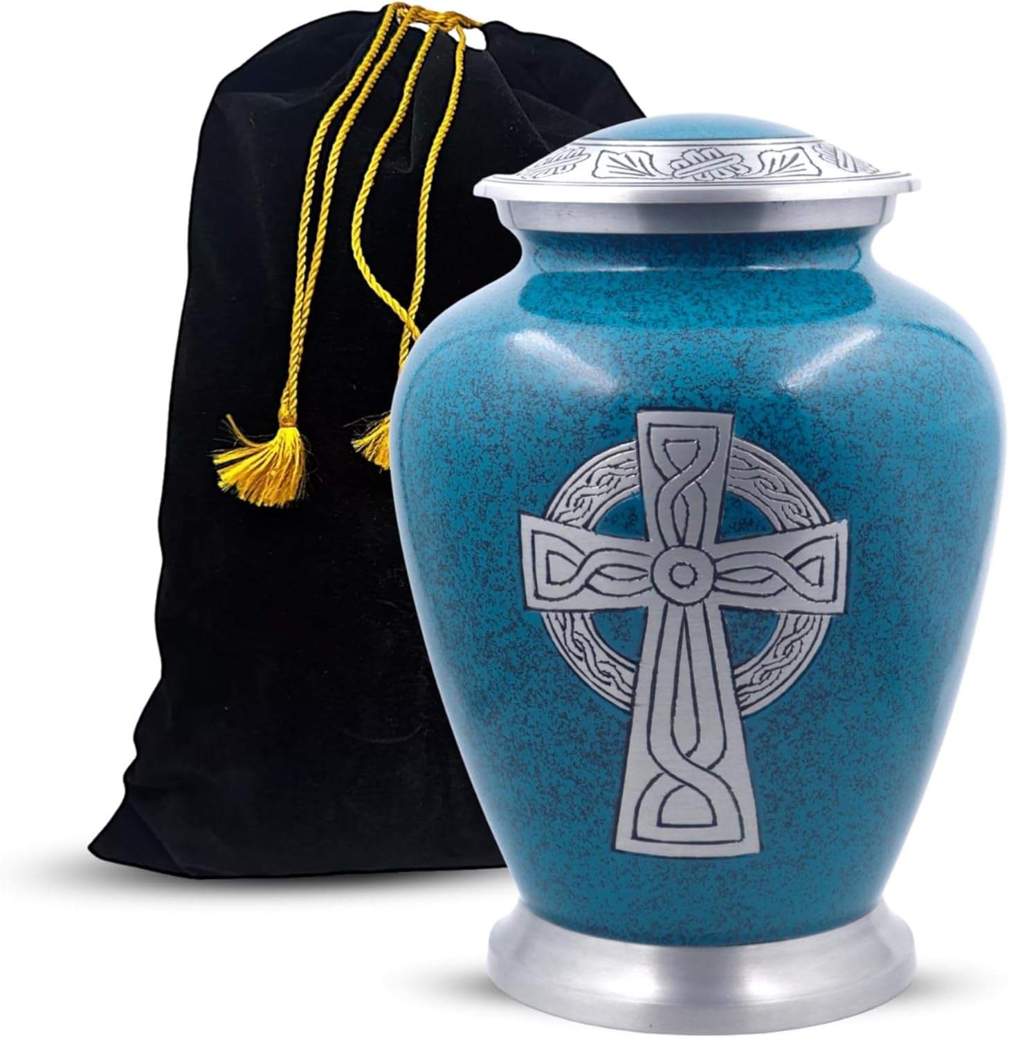Celtic Cross Engraved Aluminium Cremation Urn - Large