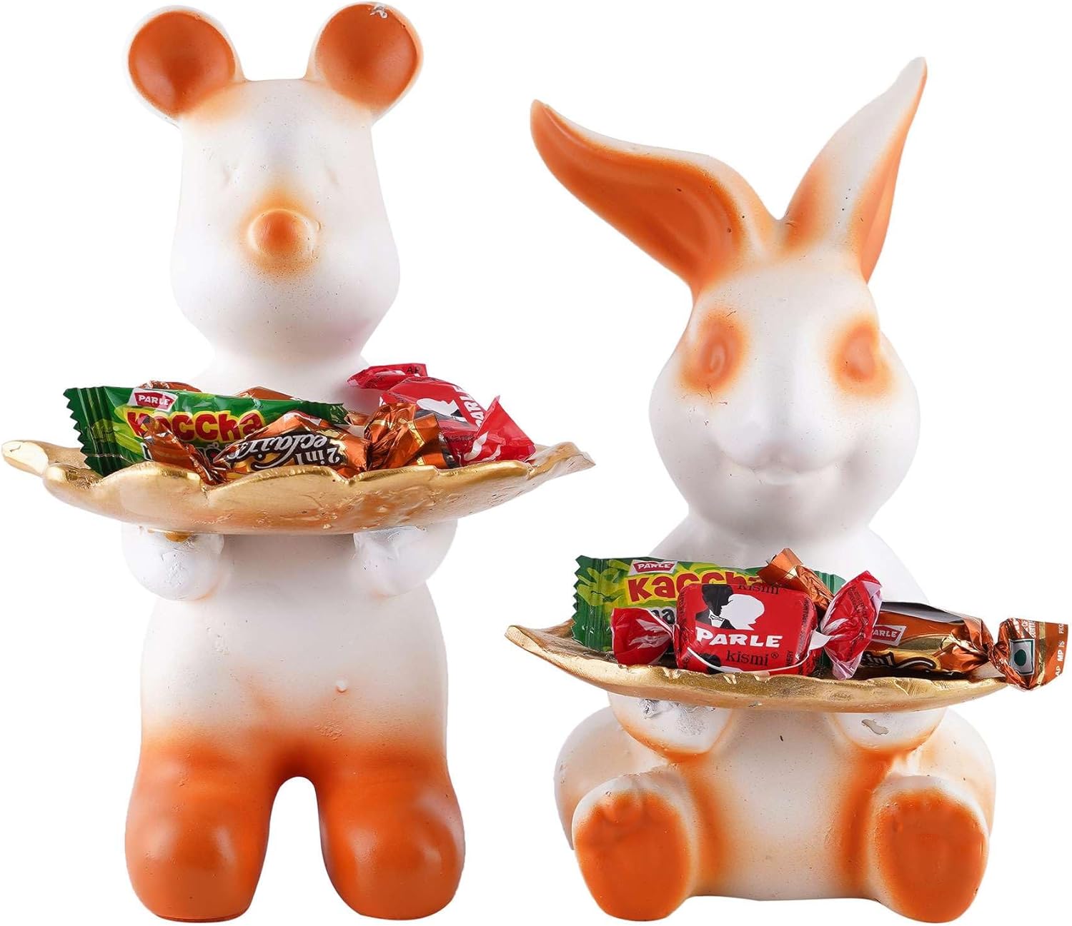 Seema Crafts Set of Two Decorative White Rabbit Statues