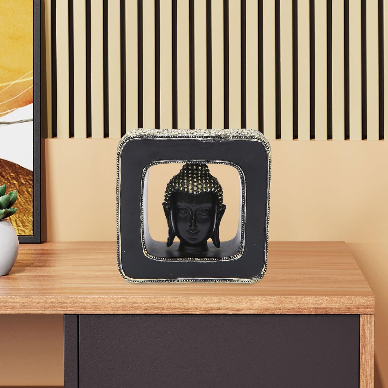 Fenteer Buddha Head Statue Resin Figurine Decor