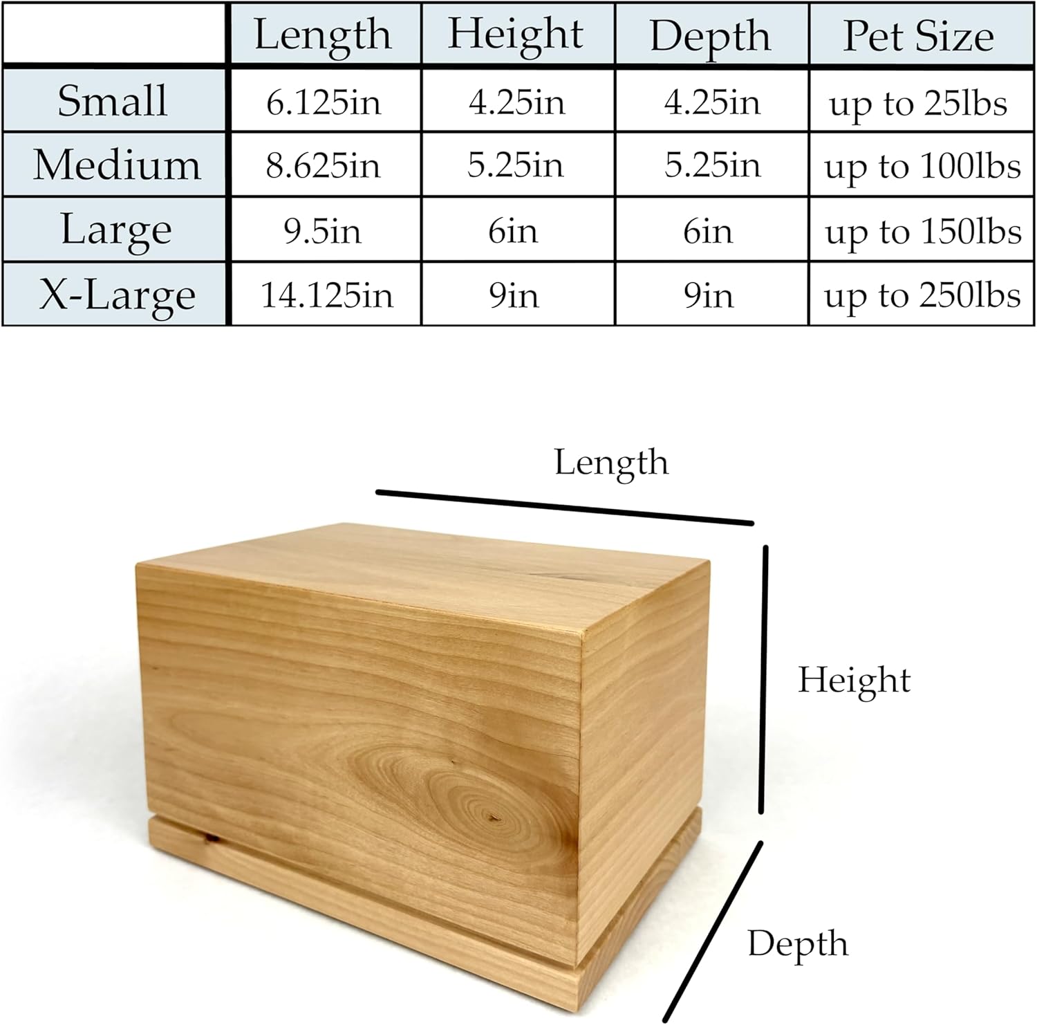 Pet Urn for Dogs and Cats Custom Laser Engraved Hardwood