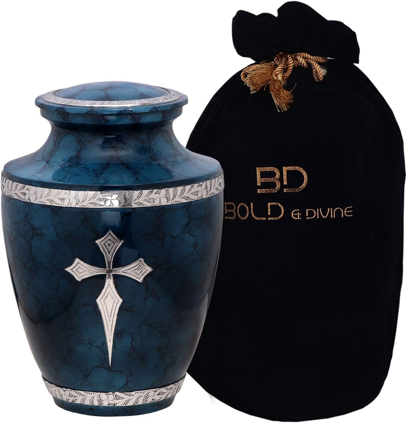 BOLD DIVINE Elite Cross Blue Cloud Cremation Urn