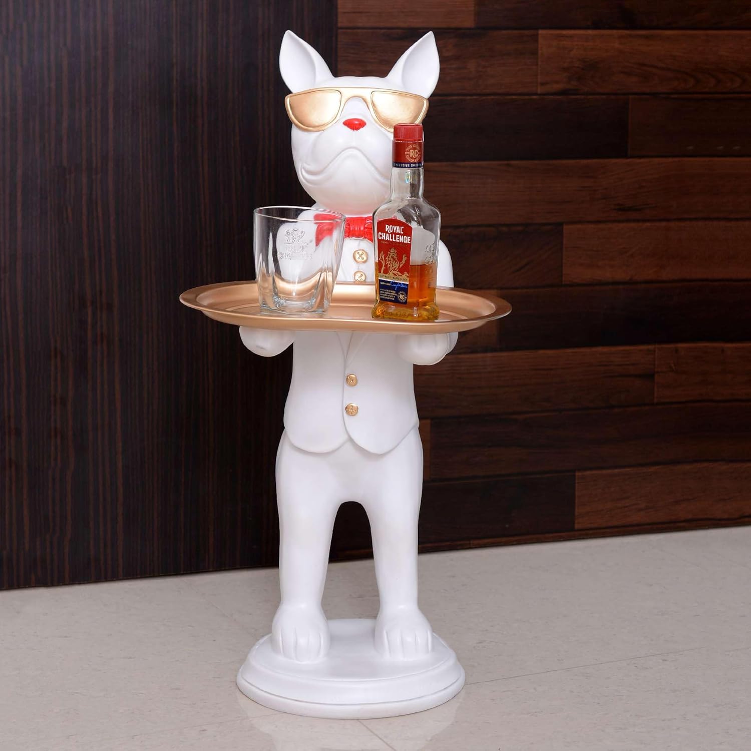 Cool Dog Sculpture with Plate for Home Dcor