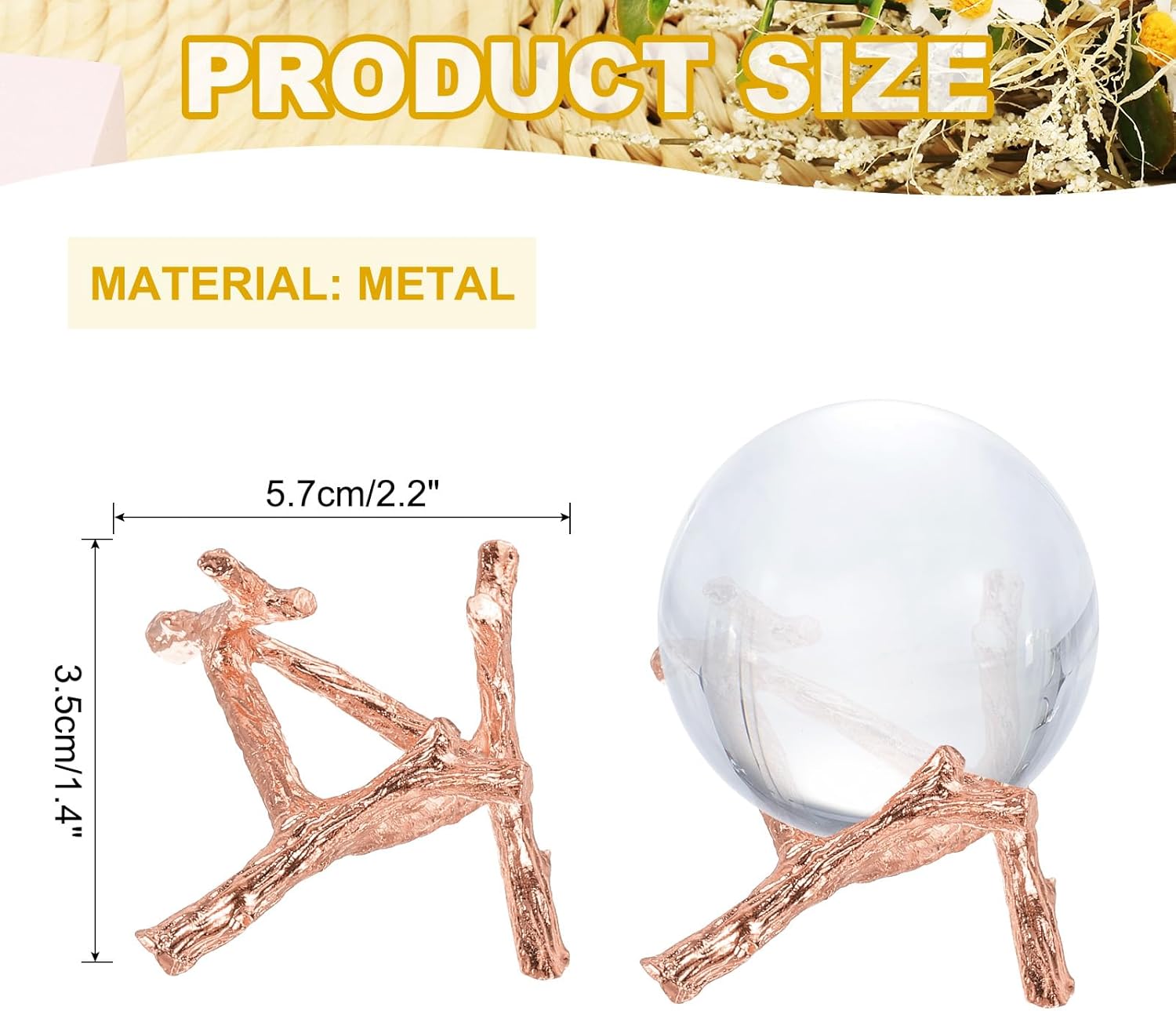 Uxcell Rose Gold Crystal Ball Display Stand