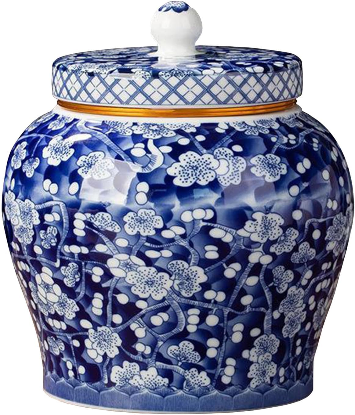 Ceramic Floral Urn for Human Ashes - 35 oz