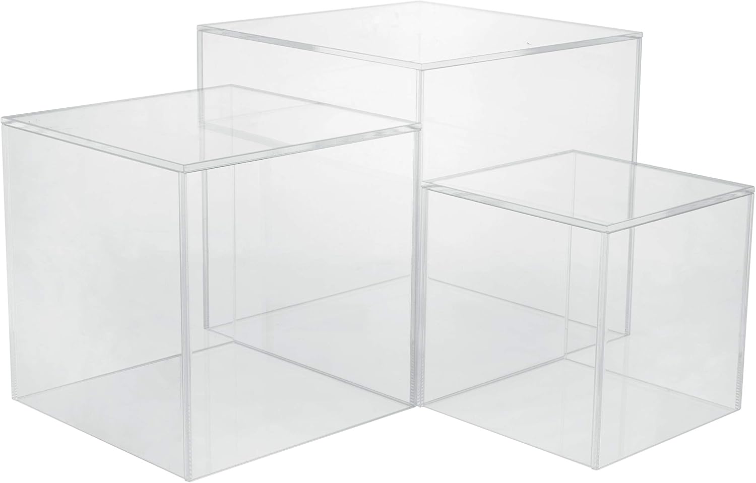 Red Co Clear Acrylic Cube Display Riser Stands 3-Pack