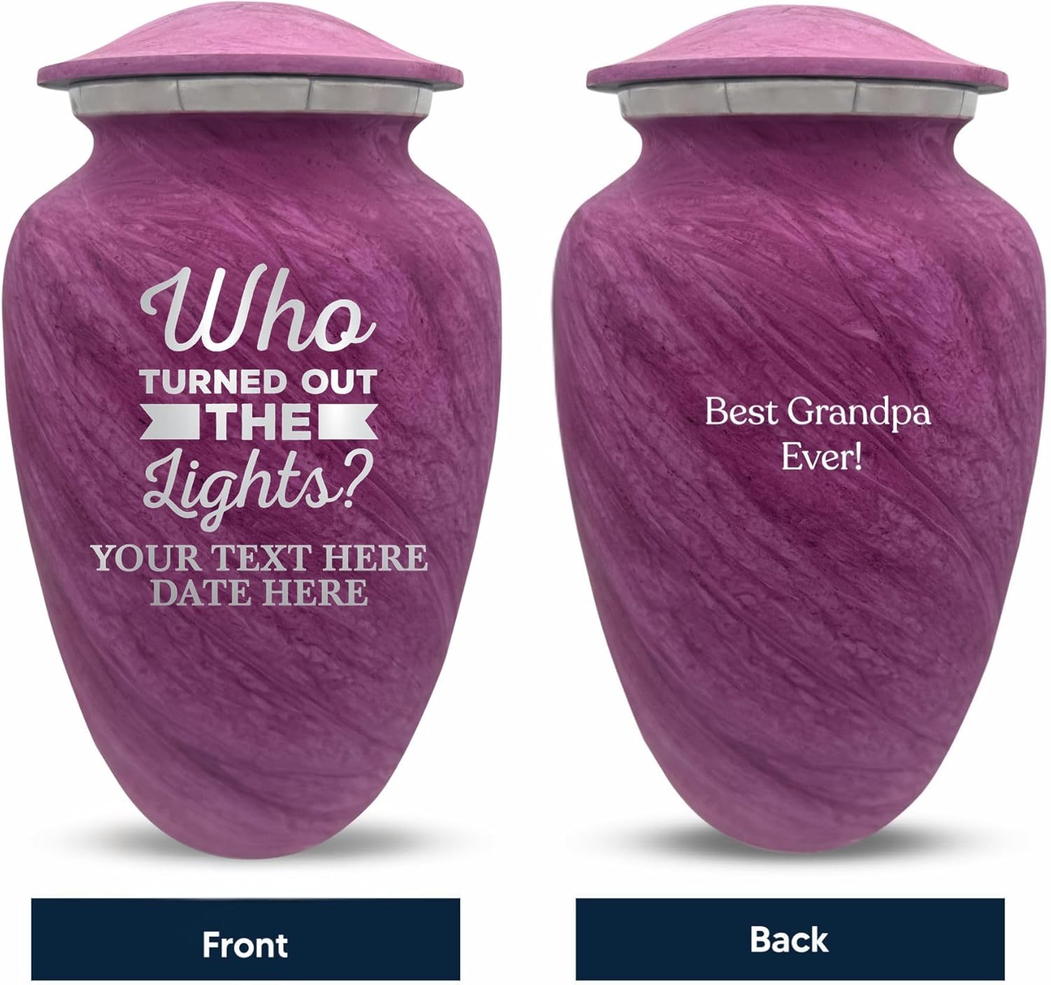 Custom Large Cremation Urn with Funny Design - 200 Cubic Inch Pink