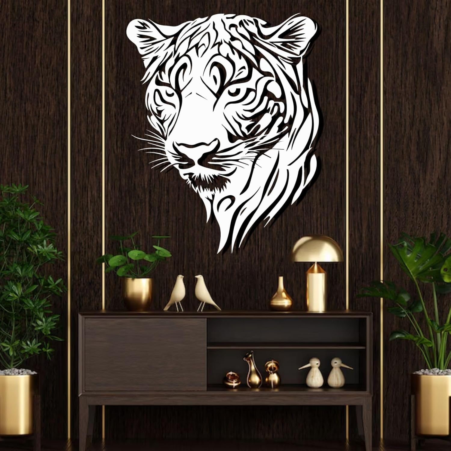 ENJOYOO Black Leopard Head Metal Wall Art 24x19in