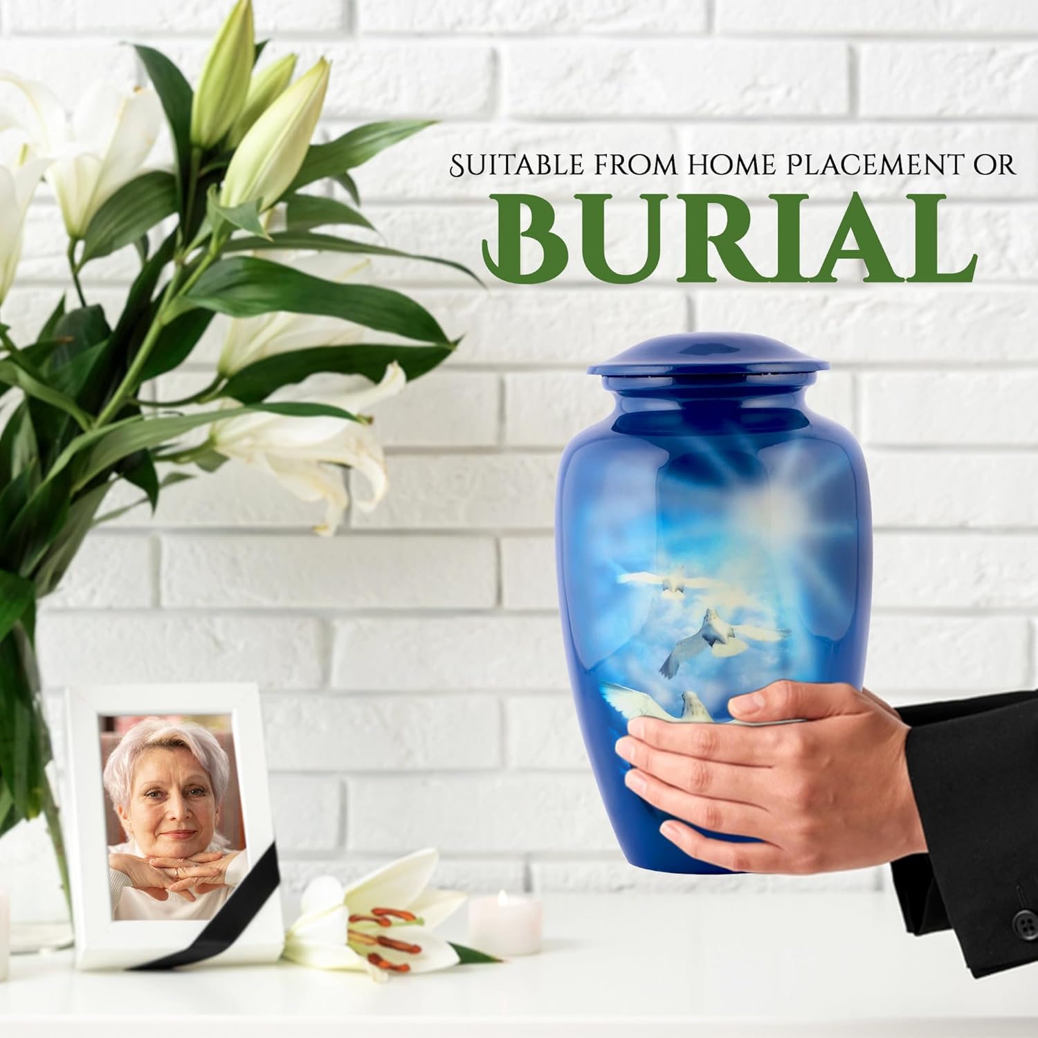 Blue Hummingbird Large Adult Cremation Urn
