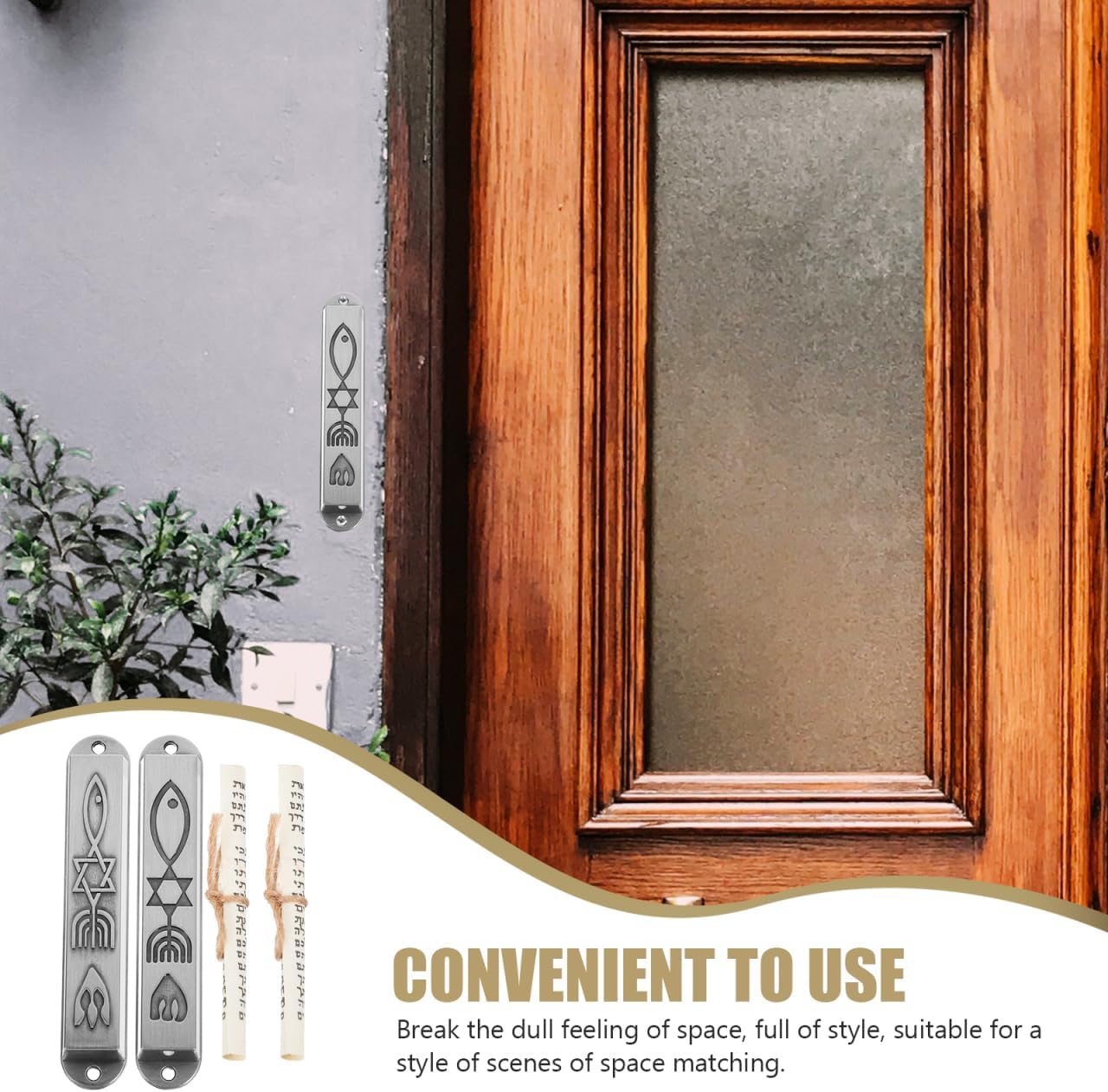 Ciieeo Pewter Mezuzah Case with Scroll for Door