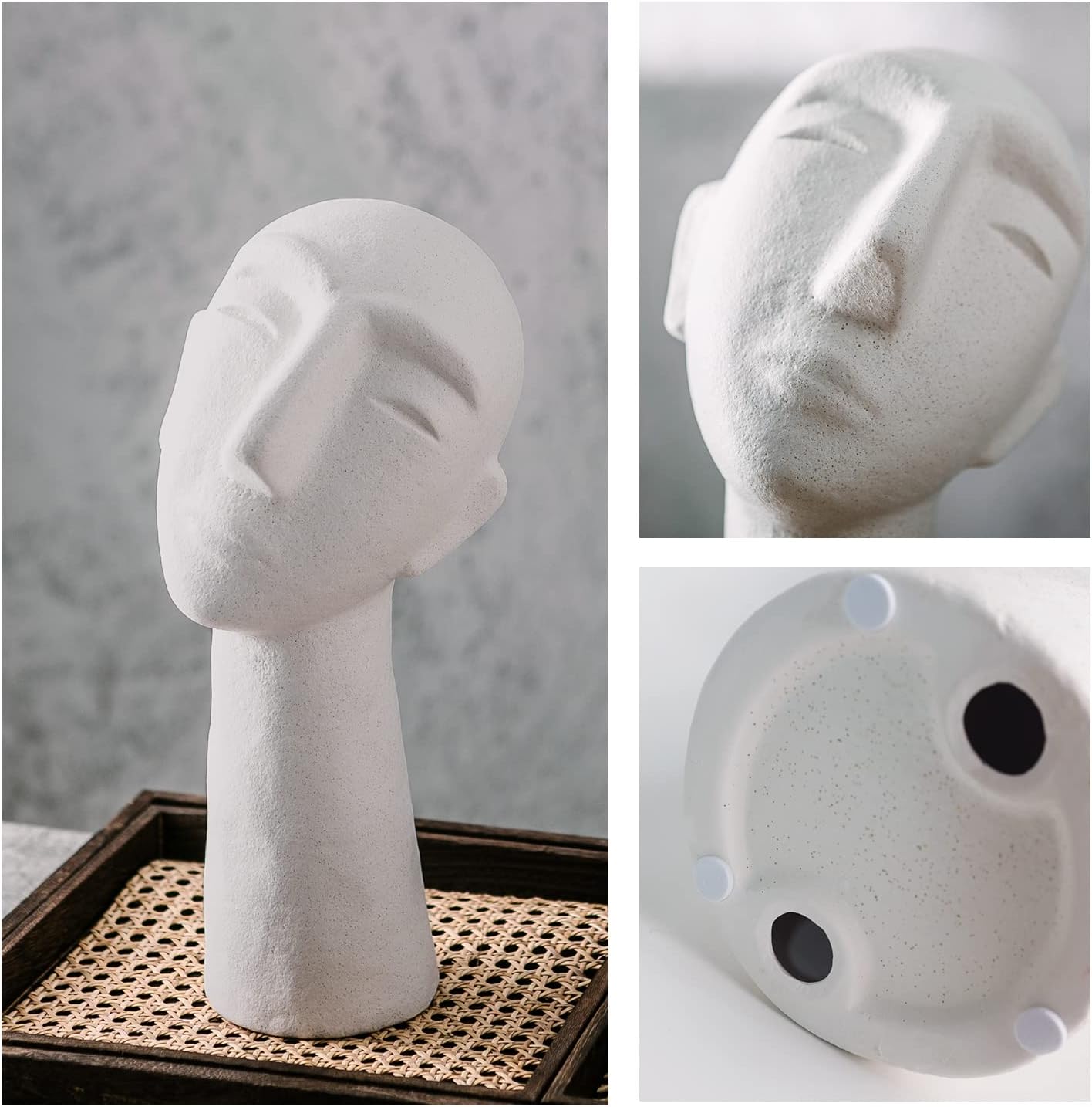 Abstract Ceramic Head Sculpture 14 Inch Home Decor