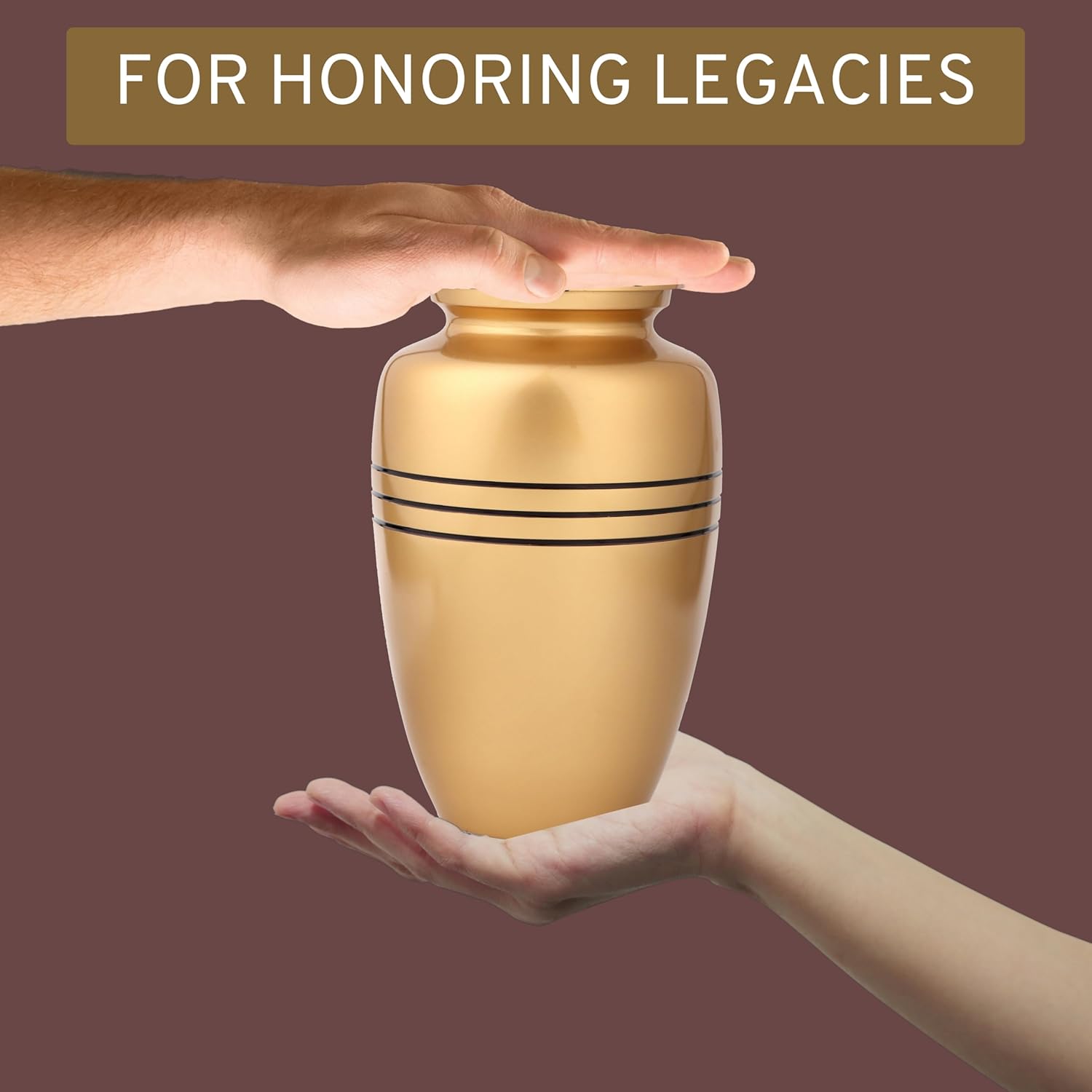 Alpha Living HOME Gold Black Urn for Human Ashes