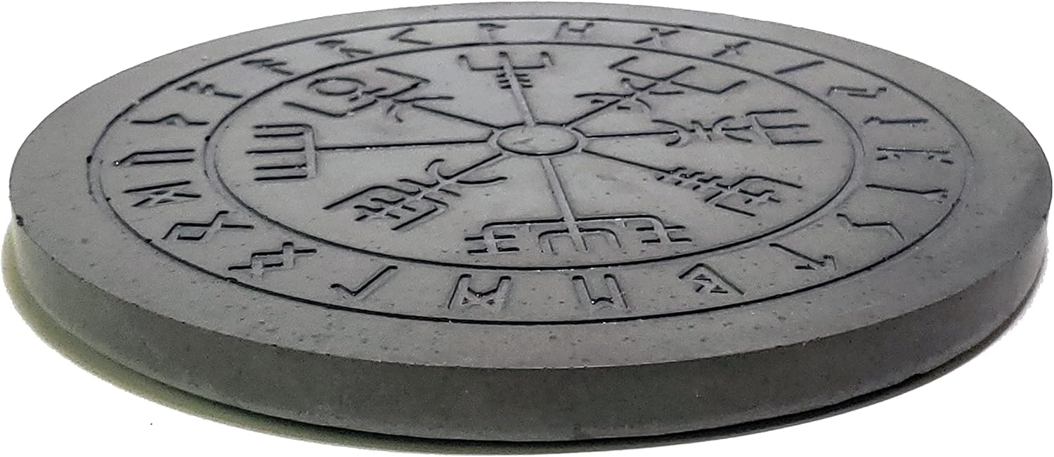 Viking Vegvisir Stone Altar Display Stand Riser Black
