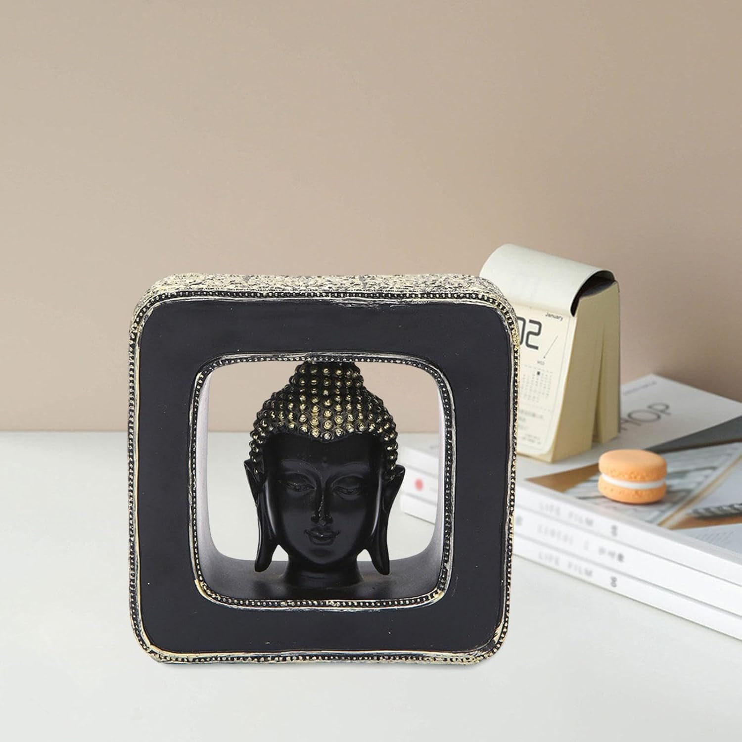 Fenteer Buddha Head Statue Resin Figurine Decor