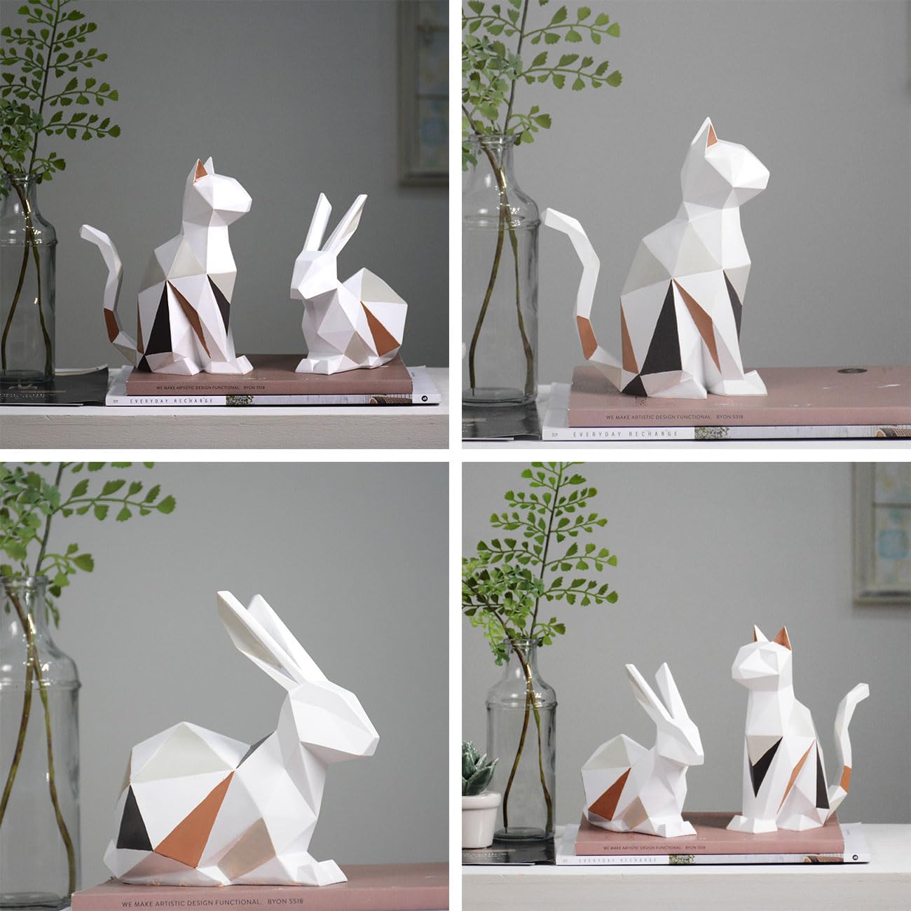 HAUCOZE Modern Geometric Cat Sculpture Statue 73 Inch
