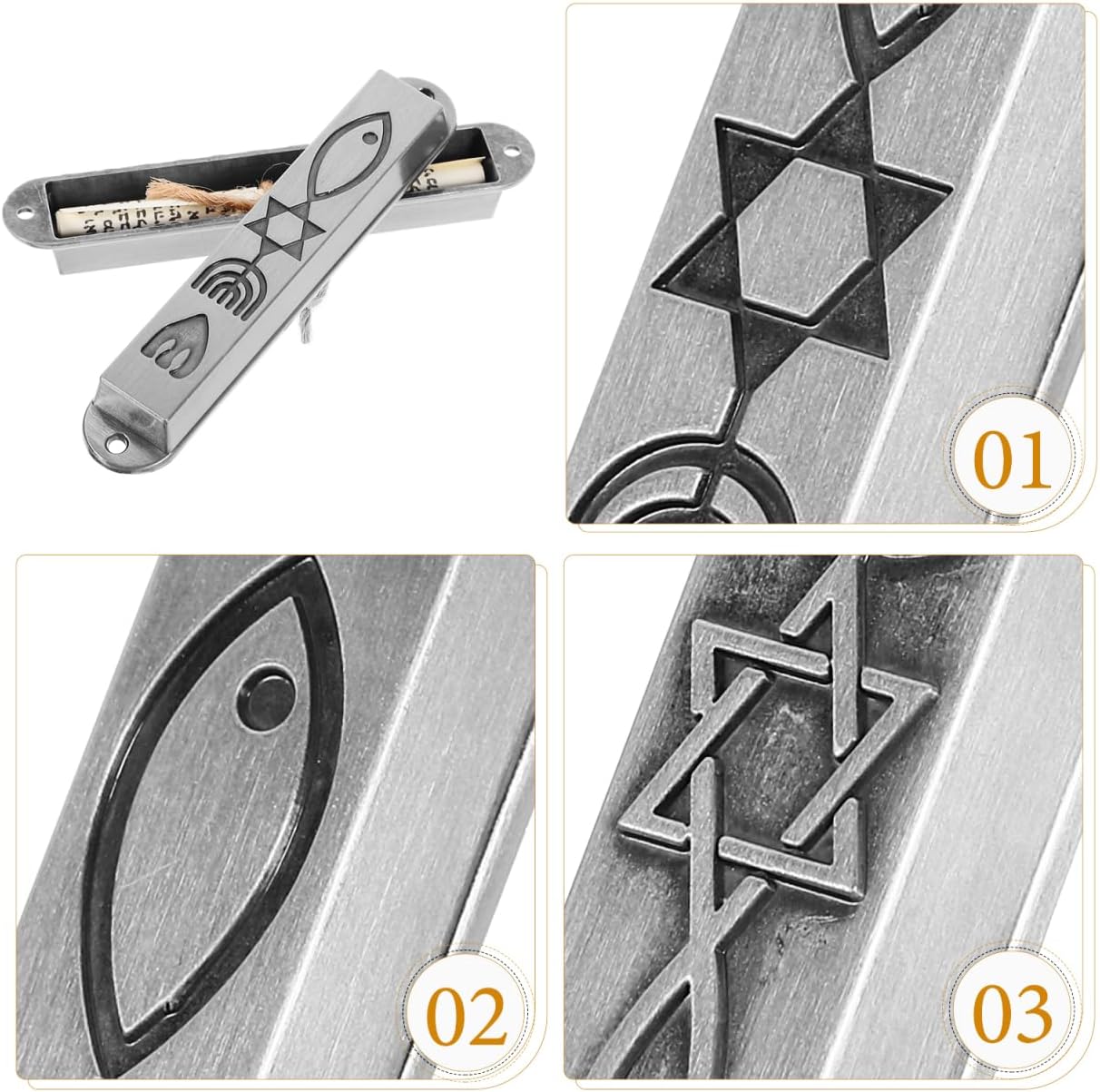 Ciieeo Pewter Mezuzah Case with Scroll for Door