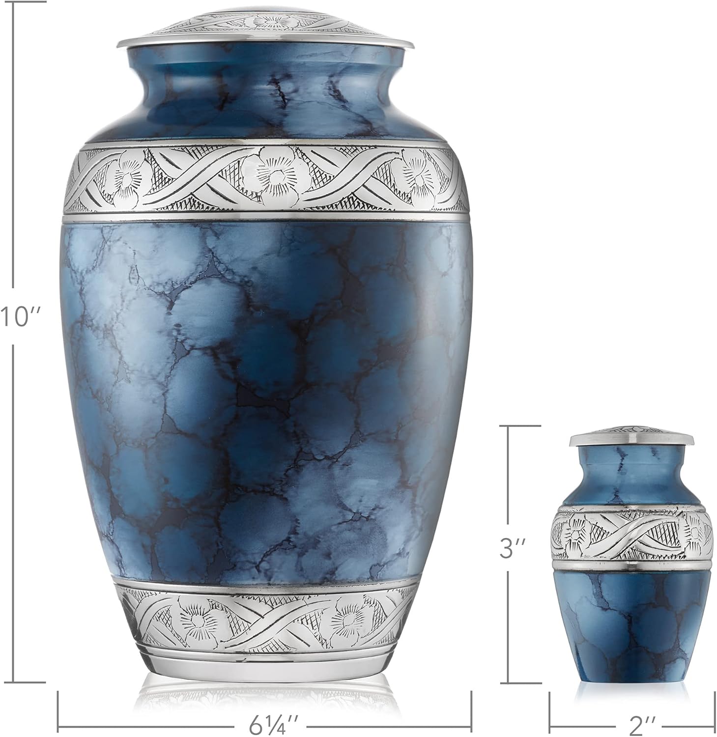 Reminded Set of 5 Decorative Cremation Urns - Blue