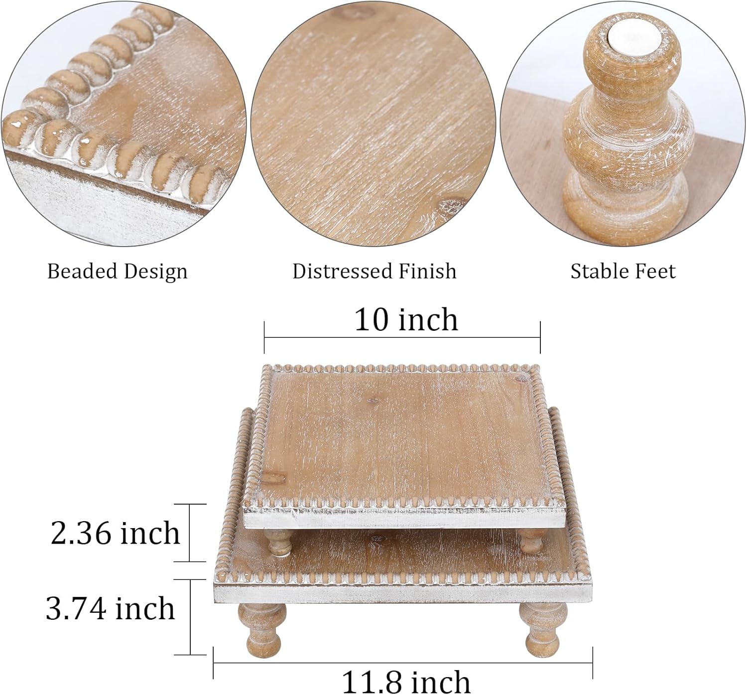 SwallowLiving Rustic Square Wood Tray Riser
