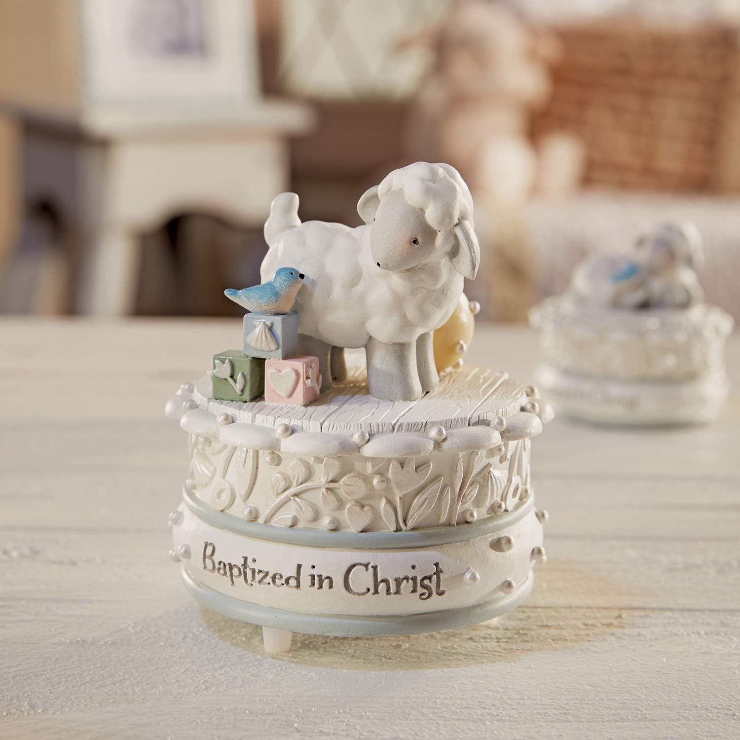 CB Catholic Faithworks Musical Figurine - Baptized in Christ Lamb Brahms Lullaby