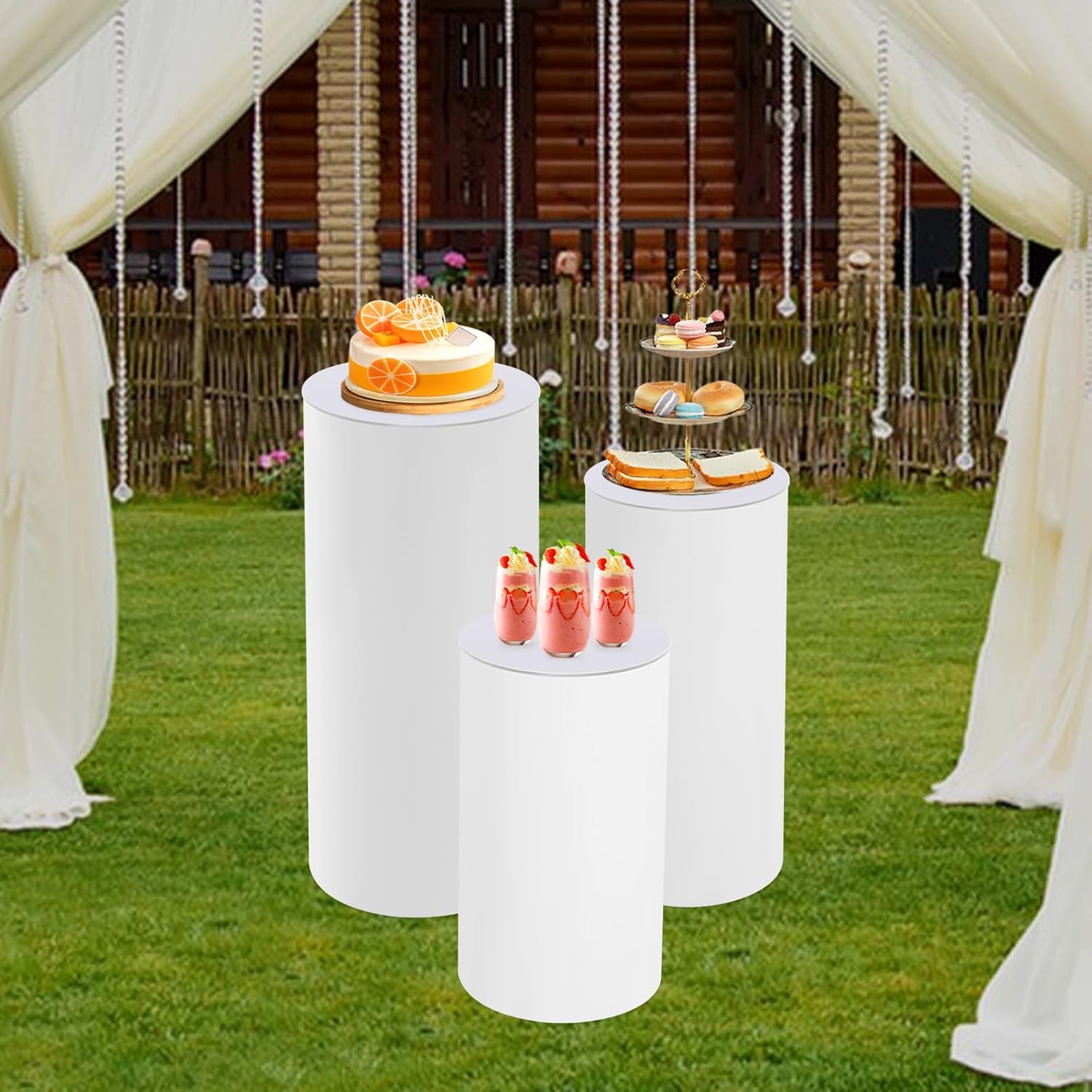 3Pcs Cylinder Pedestal Stands for Wedding and Party Decor
