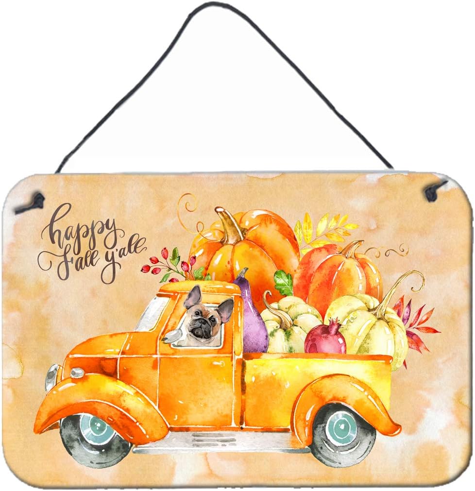 Carolines Treasures Fall Harvest Fawn French Bulldog Wall Print 8x12