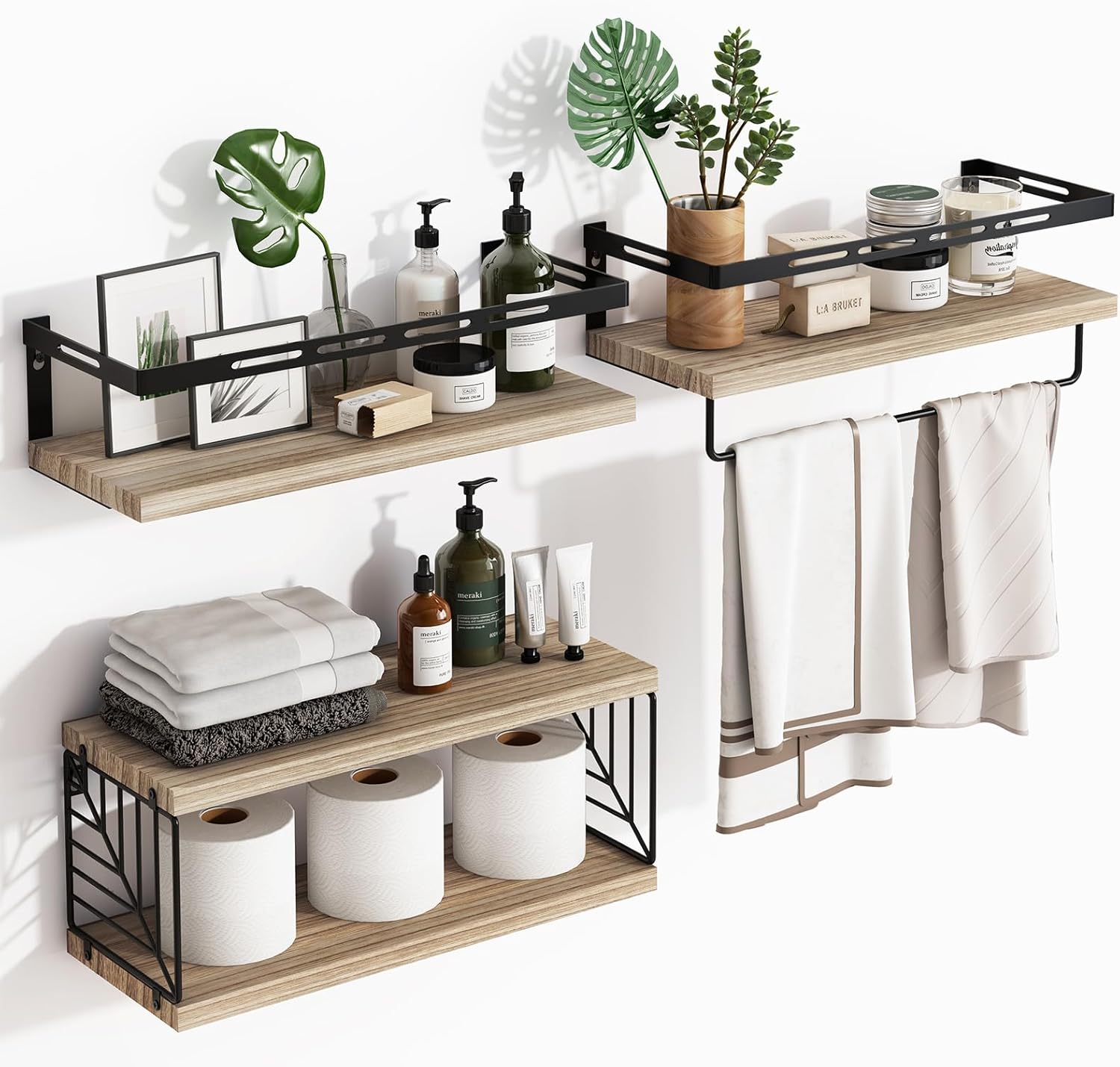 Fixwal 31 Floating Wall Shelf with Towel Bar