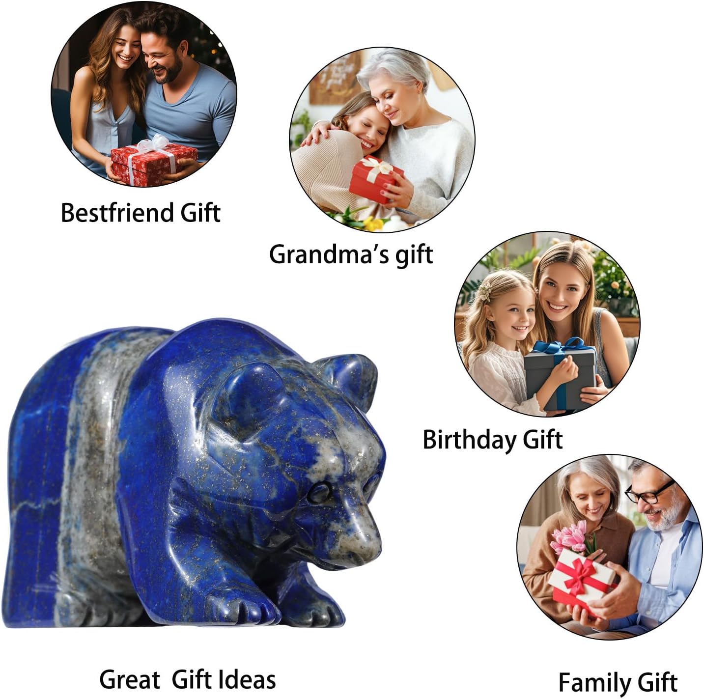 3 Inch Bear Figurine Hand Carved Lapis Lazuli Home Decor