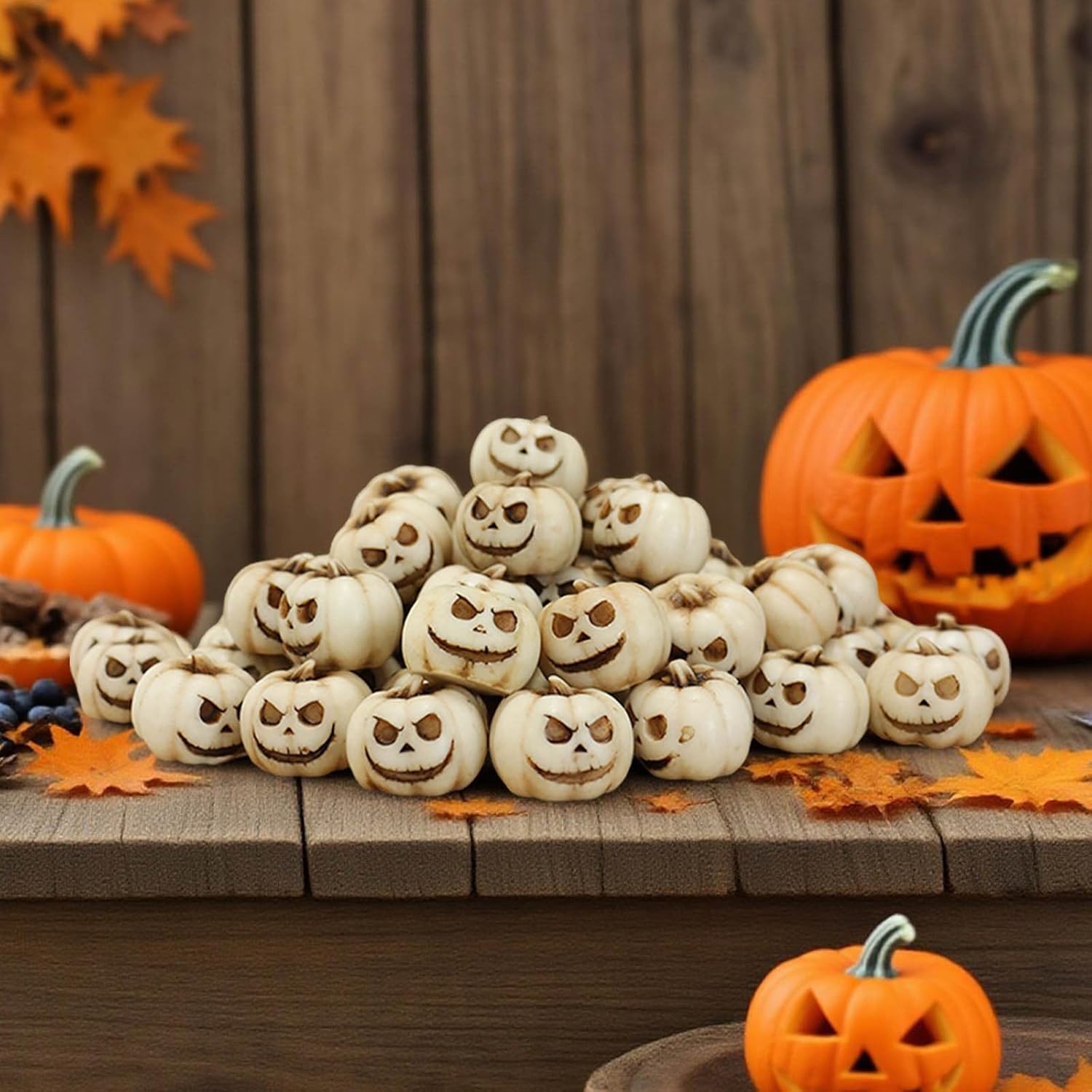 20 Pcs White Mini Pumpkin Halloween Decorations