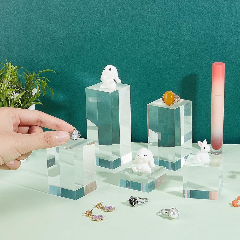 5Pcs Clear Acrylic Cube Display Blocks for Jewelry and Gemstone Showcases