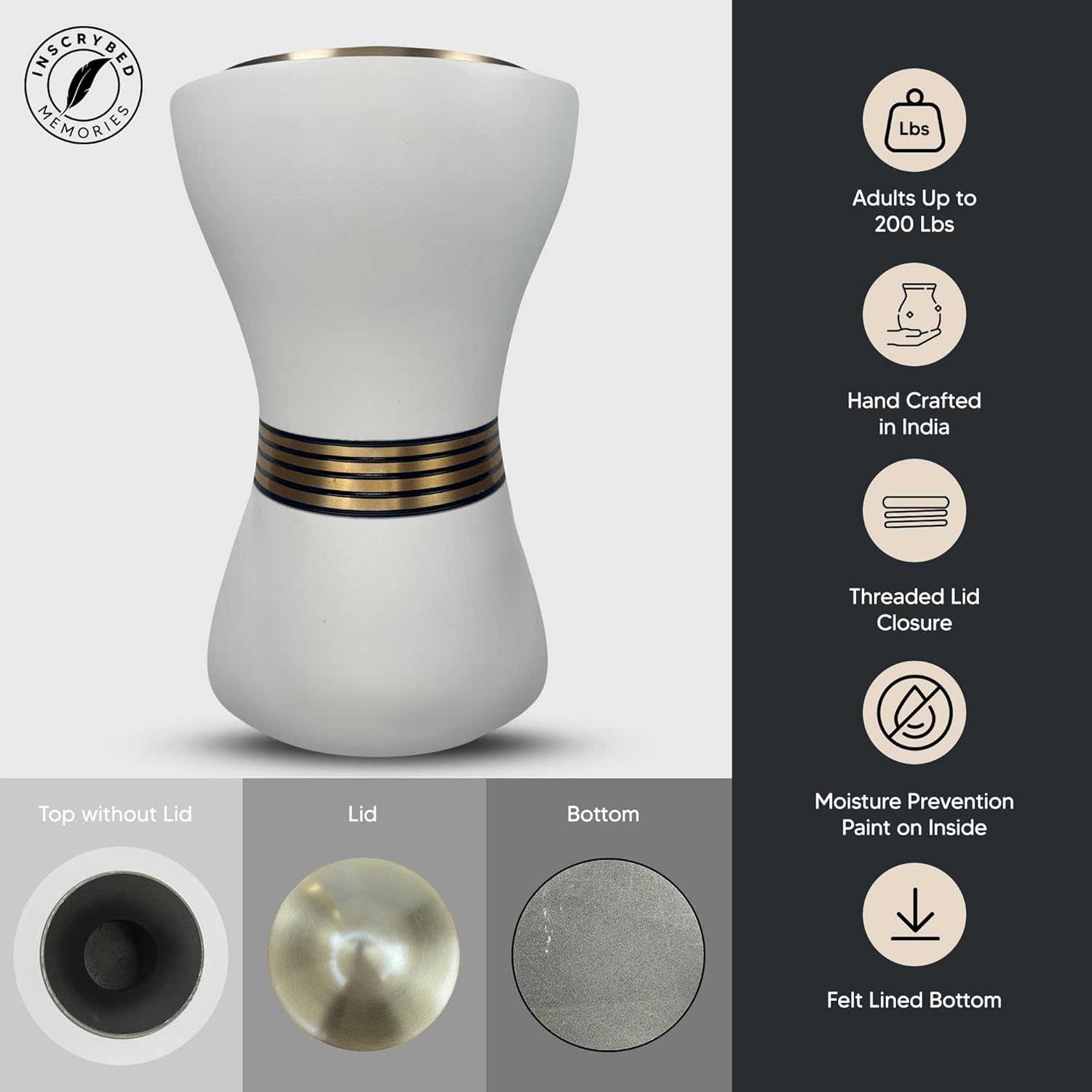 Custom Adult Cremation Urn with Engraved Name and Date