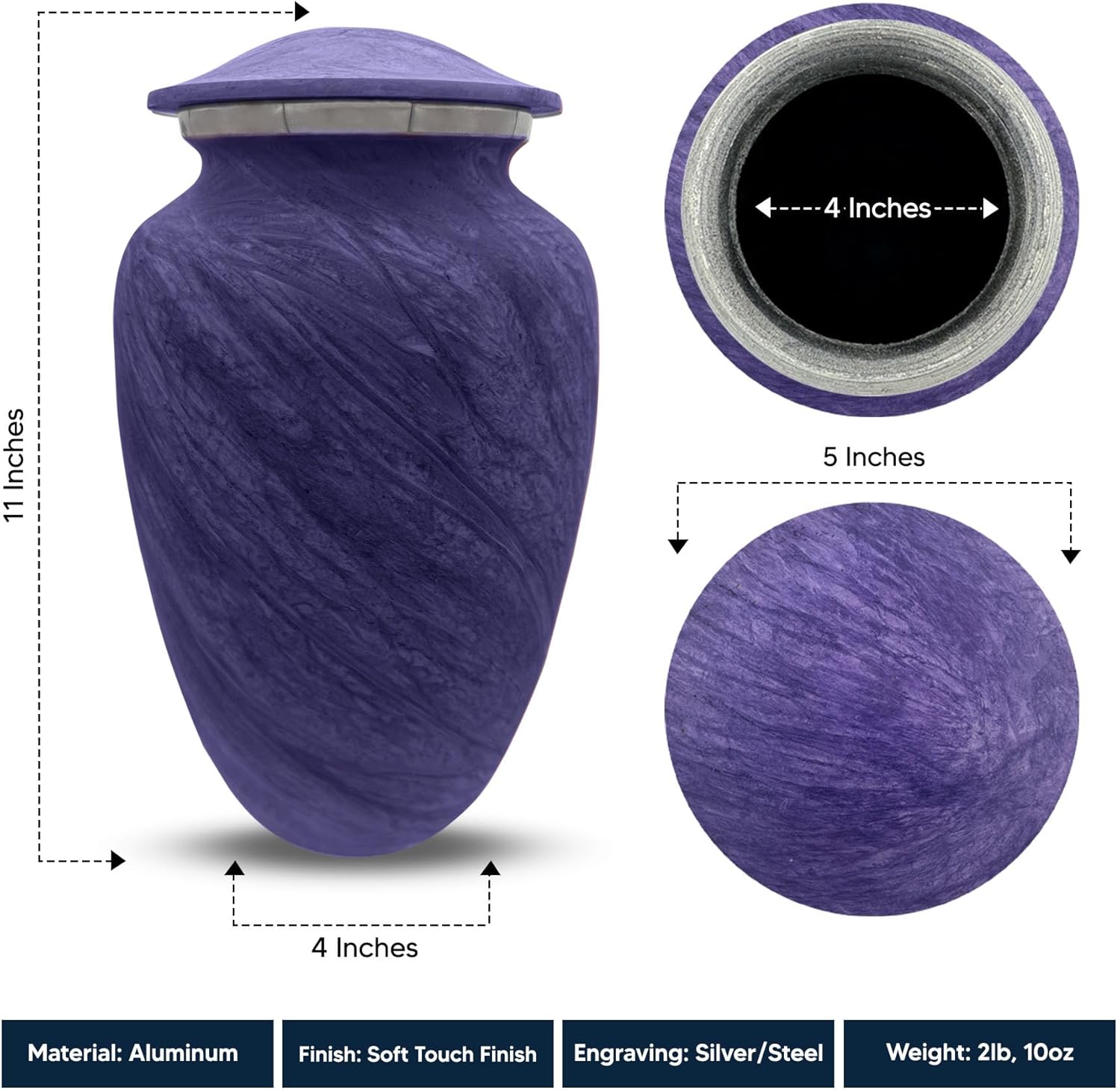 Custom Large Cremation Urn with Name and Game Over Design - Purple