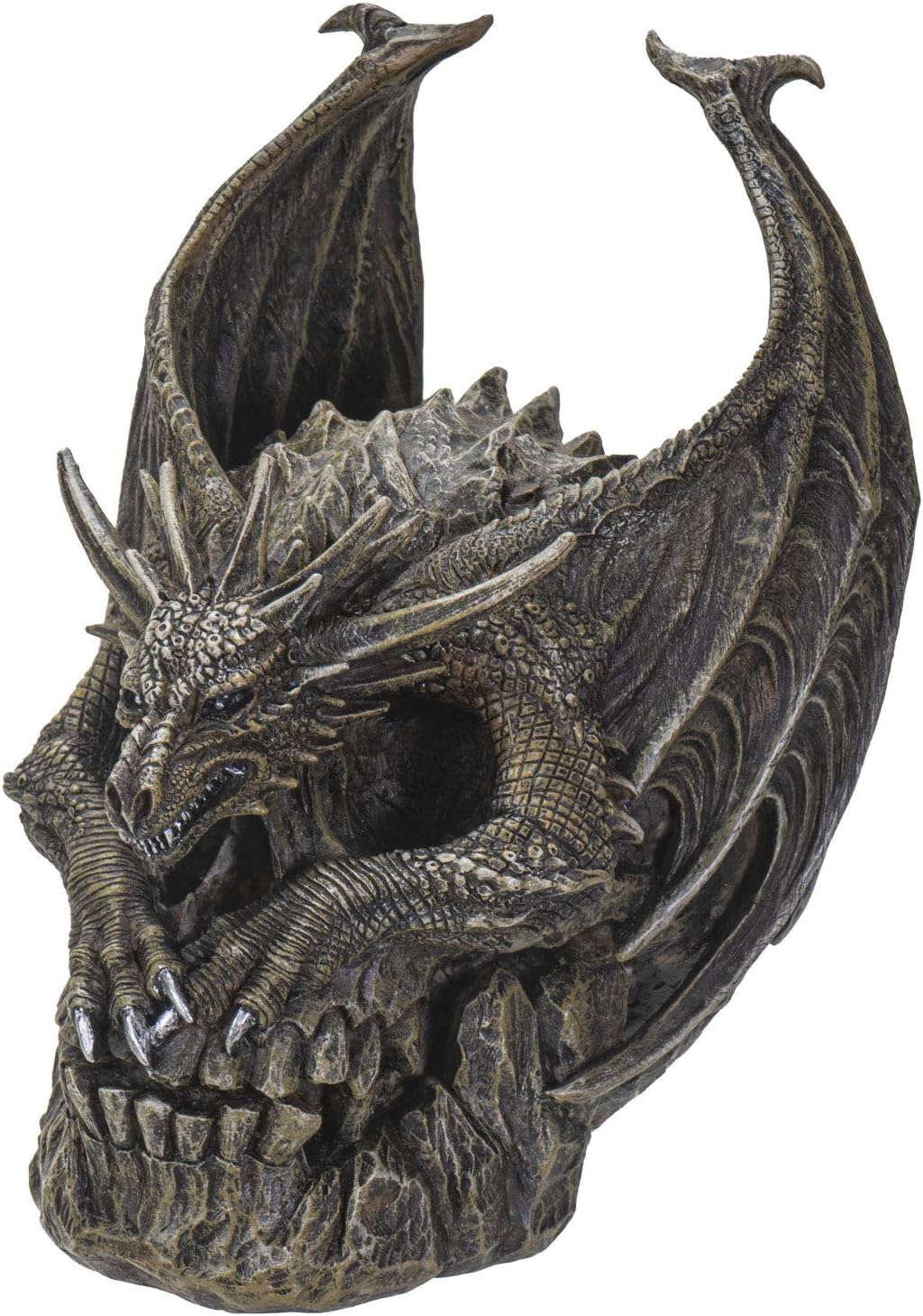 Spiral Dark Gothic Draco Dragon on Mutated Skull Figurine