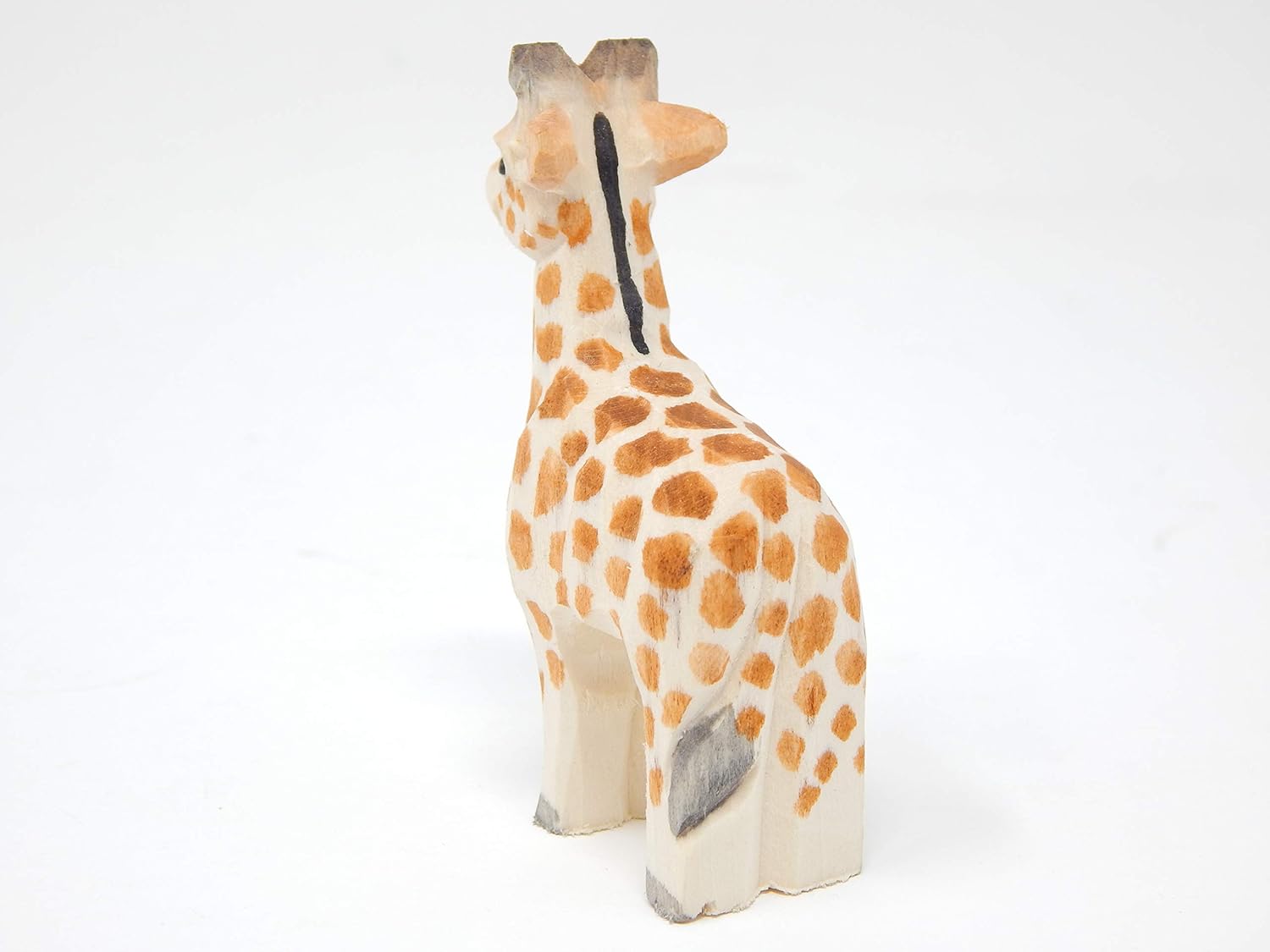 Hand-Carved Wooden Giraffe Statue - Miniature Home Decor Sculpture