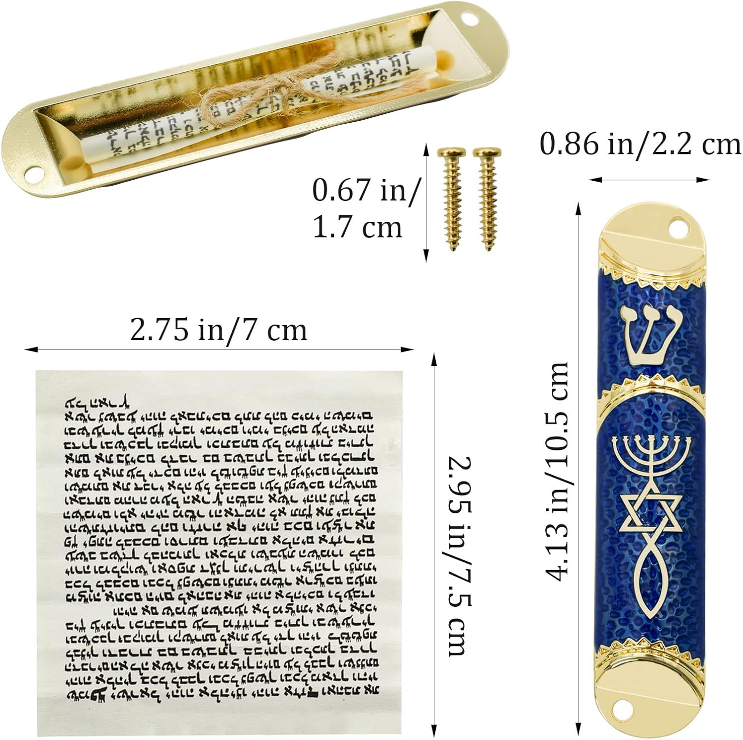 MrMrKura Blue Mezuzah with Scroll for Door Frame