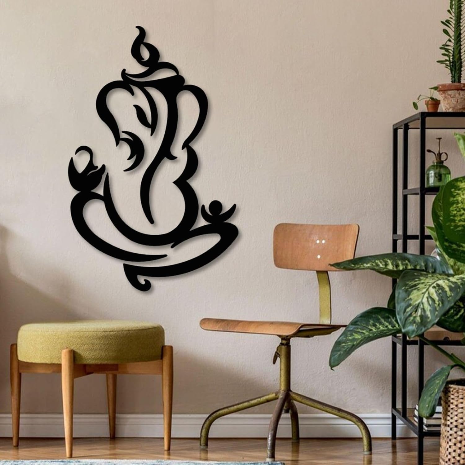 Ganesha Metal Wall Art Gold 59x38 Inch