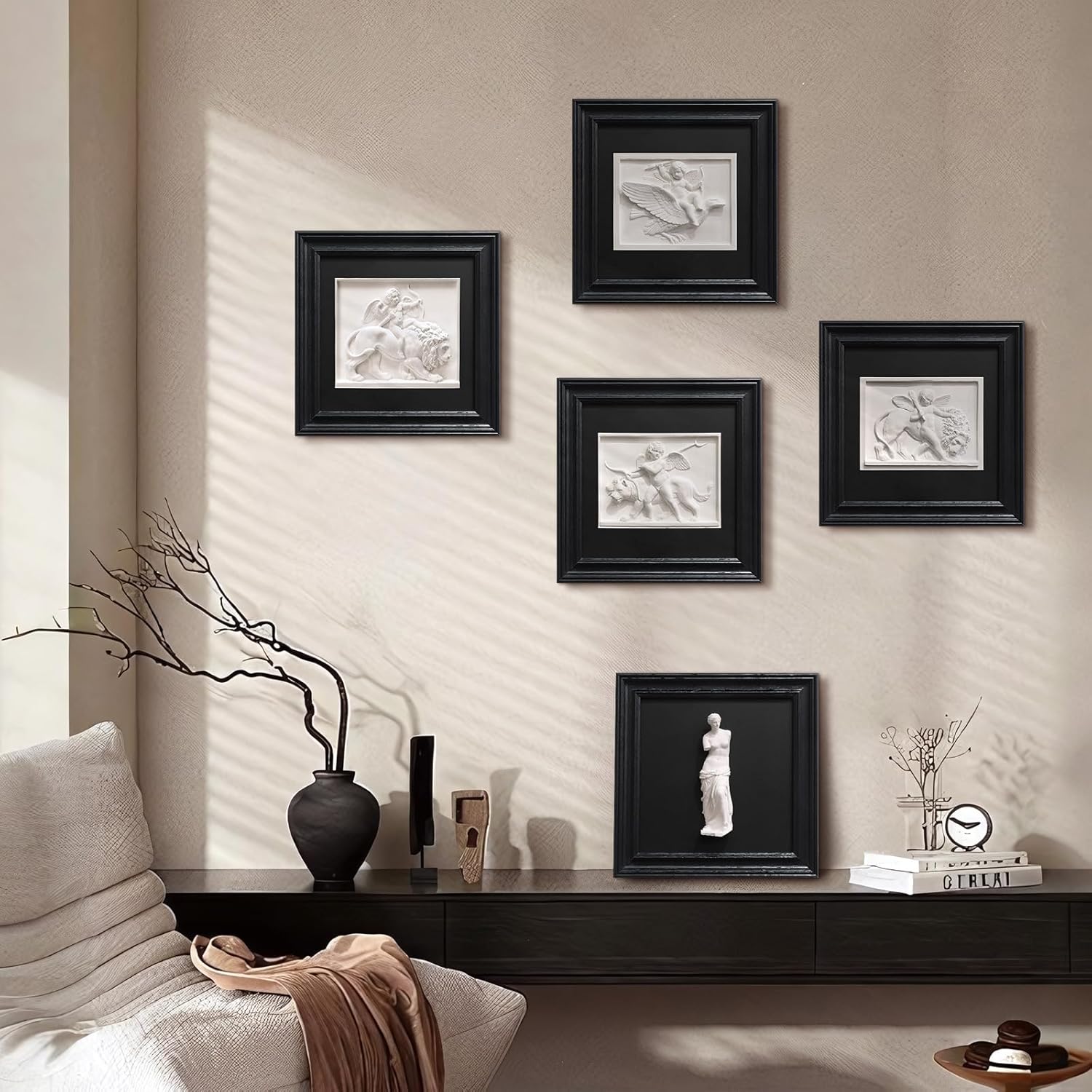 Folkor Life Wall Art Sculpture Classic Cupid Arrow with Black Frame